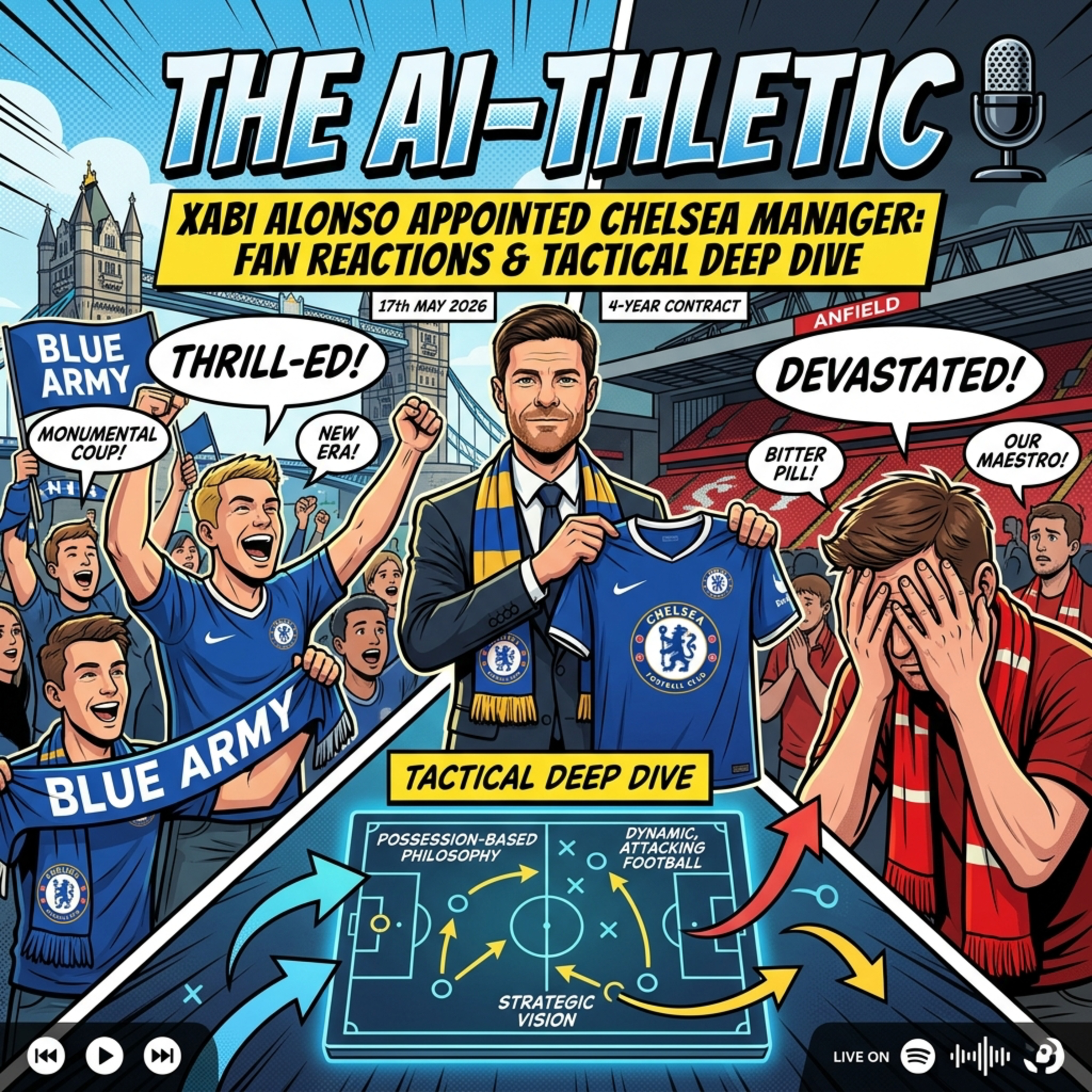 Podcast artwork for Xabi Alonso Appointed Chelsea Manager: Fan Reactions & Tactical Deep Dive | The AI-thletic