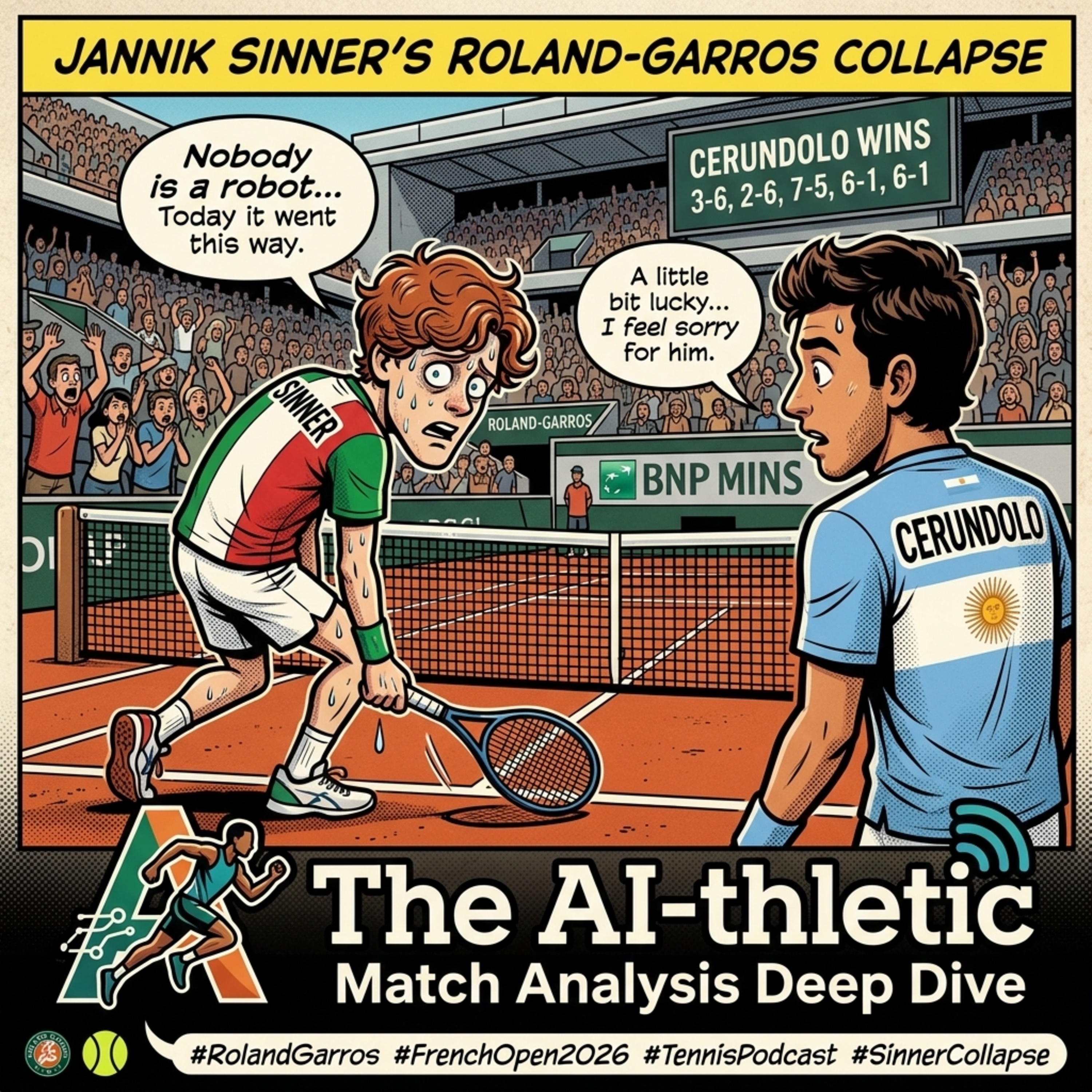 Podcast artwork for Jannik Sinner’s Roland-Garros Collapse: Match Analysis Deep Dive | The AI-thletic