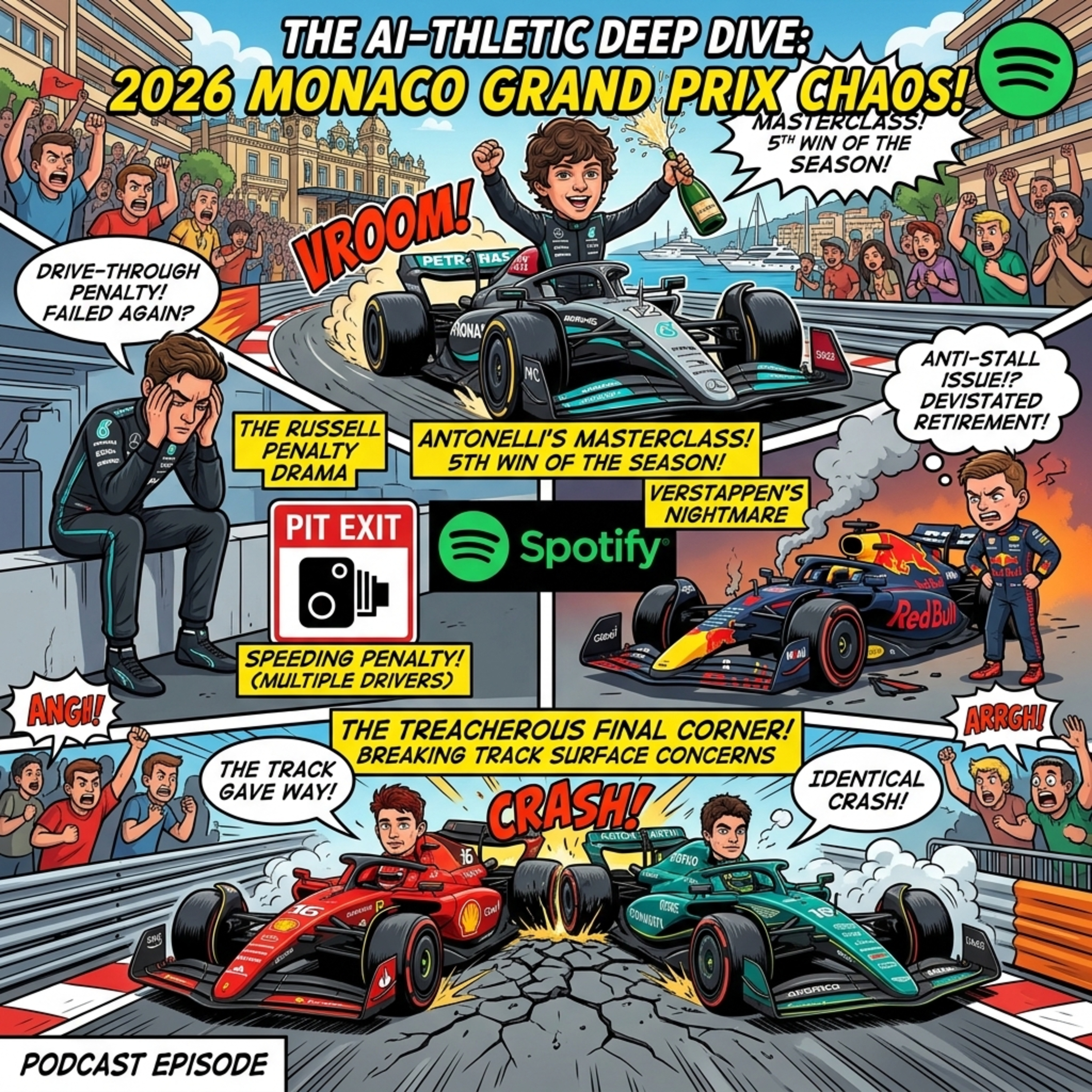 Podcast artwork for 2026 Monaco Grand Prix: Antonelli's Masterclass & Russell's Penalty Drama The AI-thletic Deep Dive