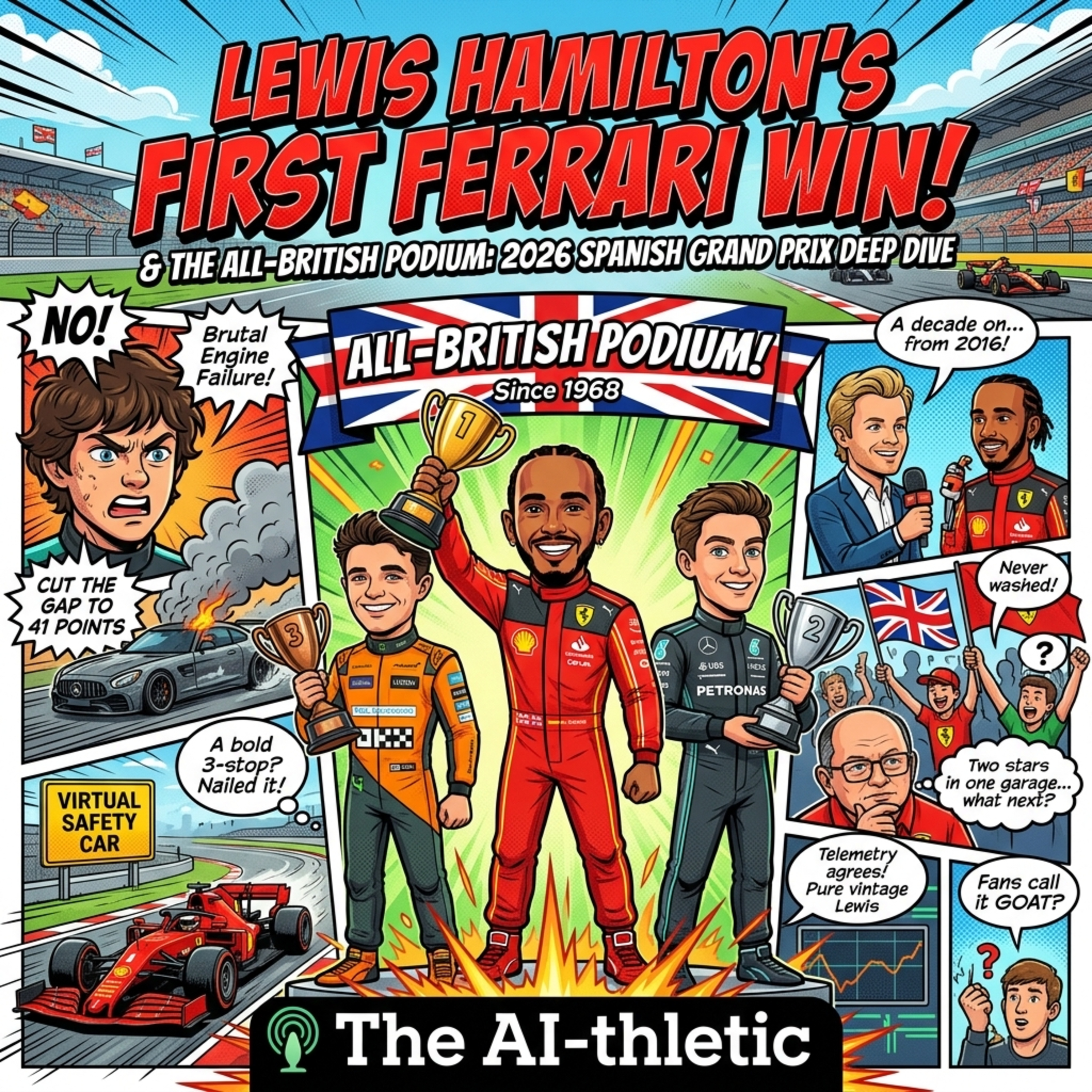 Podcast artwork for Lewis Hamilton’s First Ferrari Win: 2026 Barcelona Catalunya Grand Prix Deep Dive | The AI-thletic