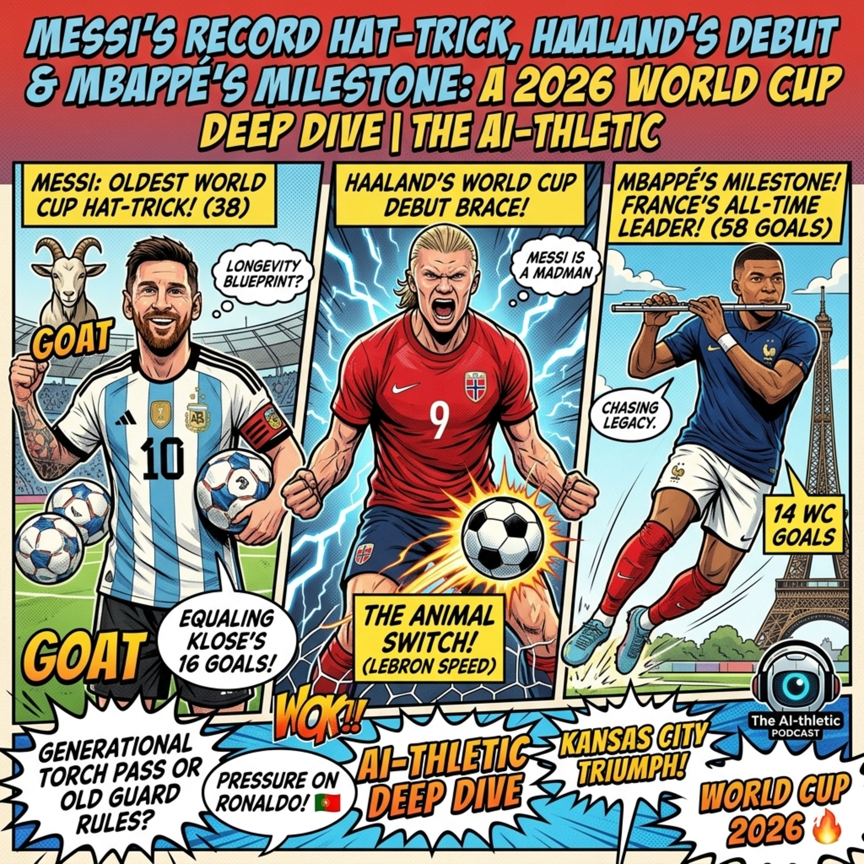 Podcast artwork for Messi’s Record Hat-Trick, Haaland’s Debut & Mbappé’s Milestone: 2026 World Cup Deep Dive