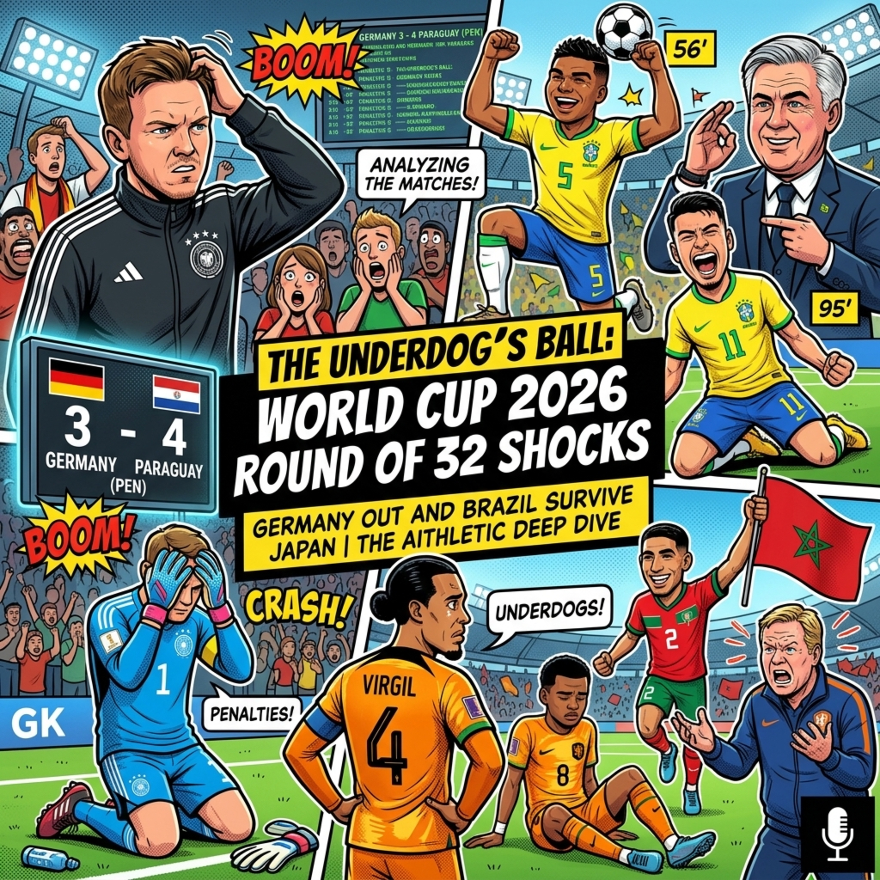 Podcast artwork for Underdog's Ball: World Cup 2026 Round of 32 - Germany & Netherlands Out & Brazil Survive
