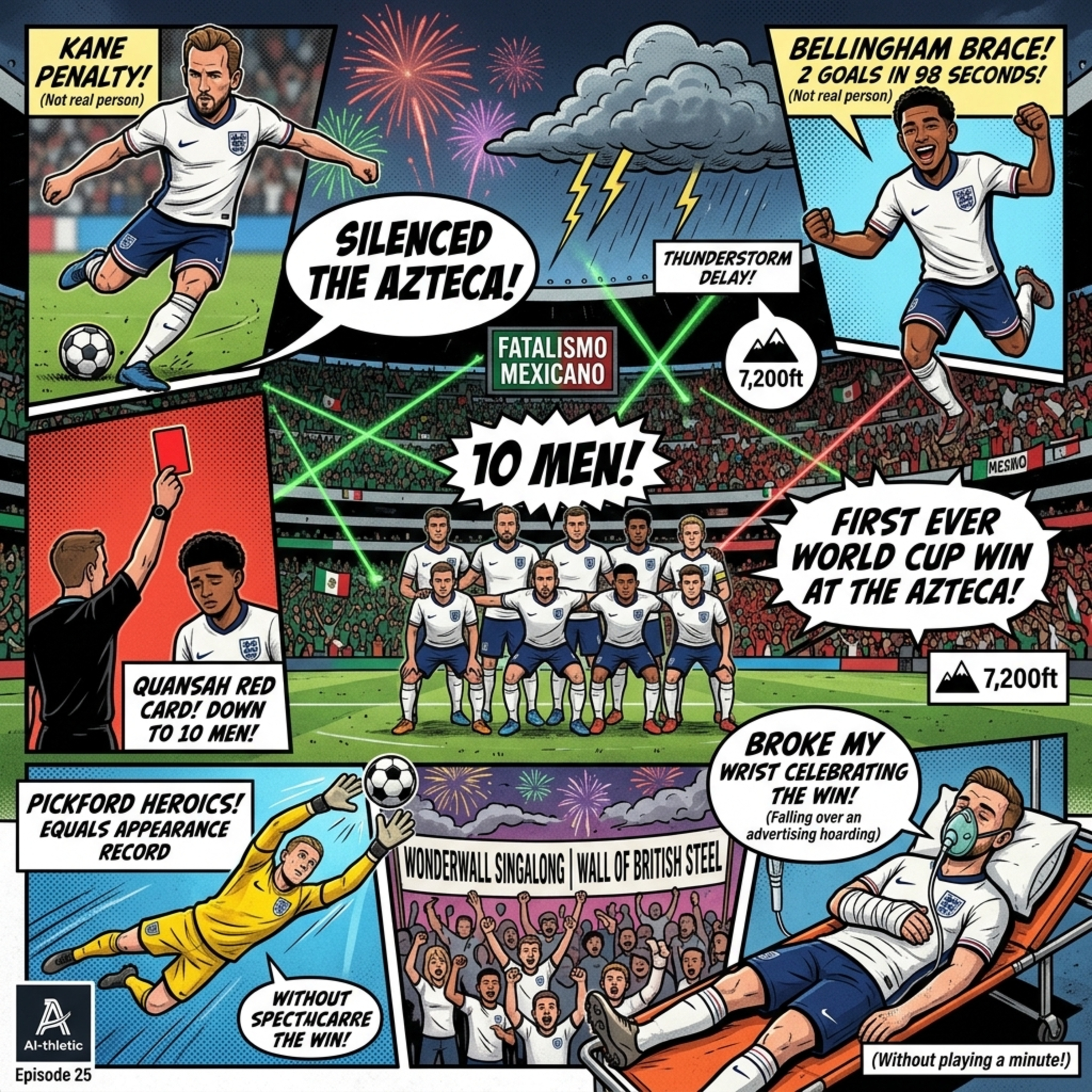 Podcast artwork for England 3-2 Mexico: How 10 Men Silenced the Azteca | 2026 World Cup R16 | The AI-thletic