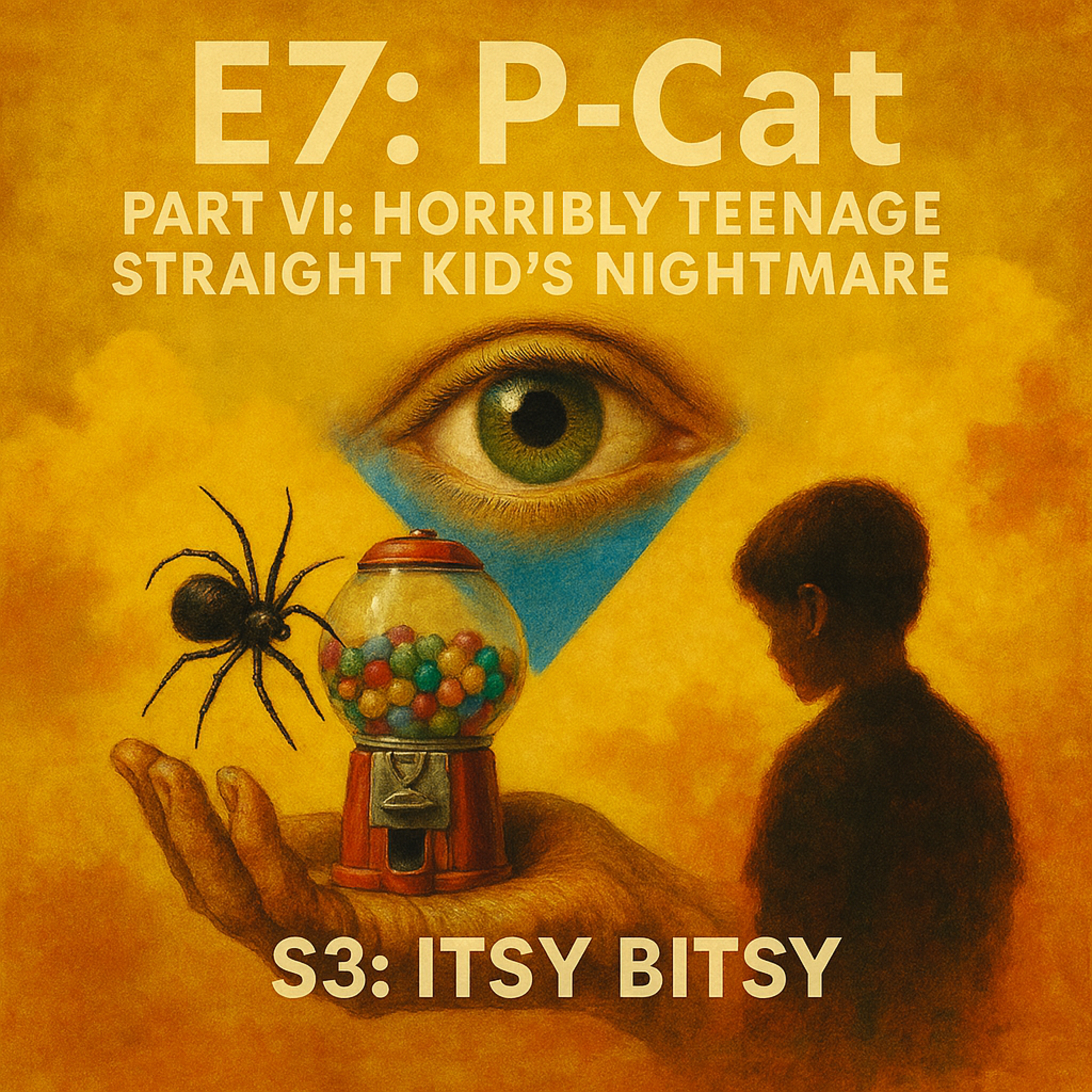 E7: P-Cat; Part VI: Horribly Teenage Straight Kid's Nightmare; S3: Itsy Bitsy episode artwork