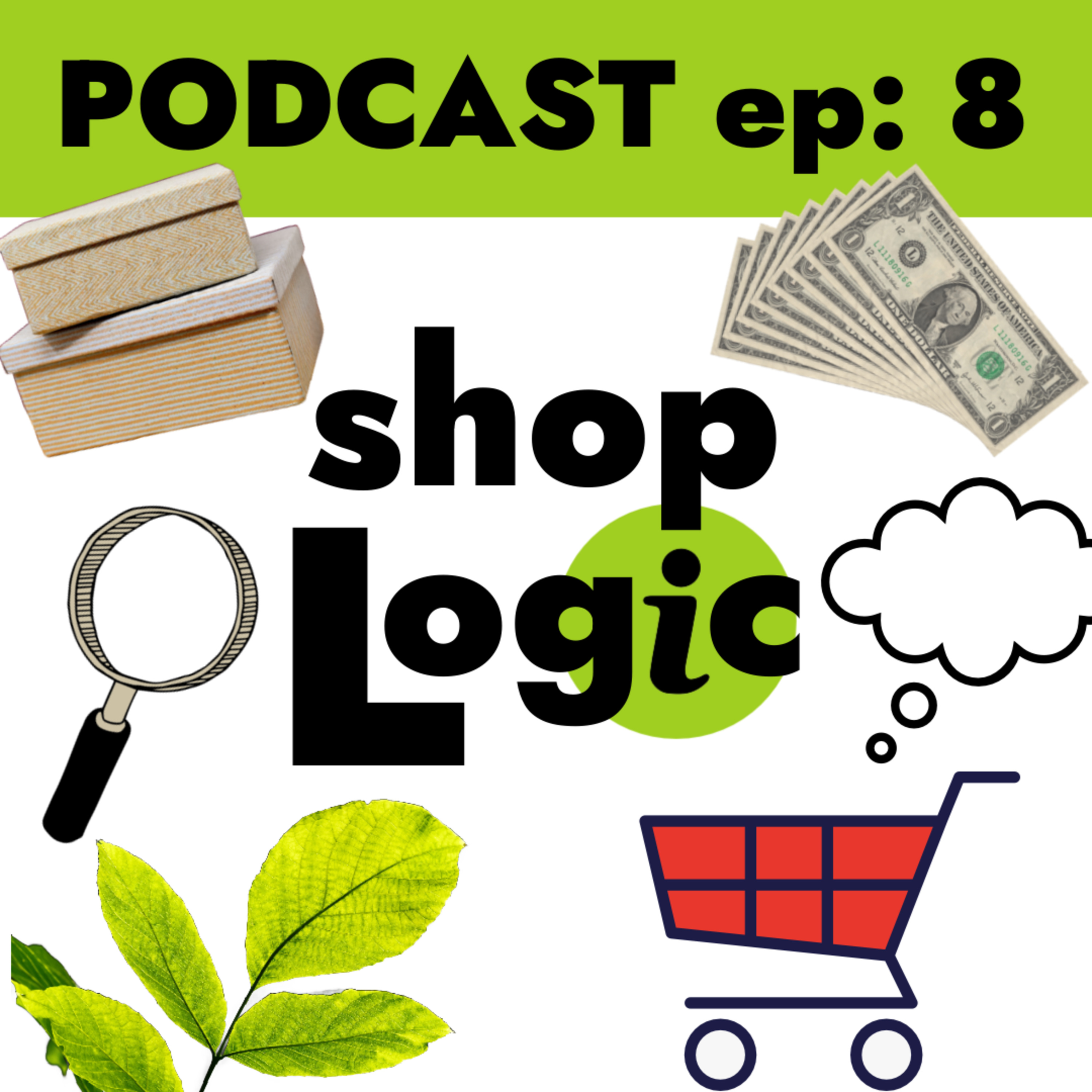 EPISODE 8: ETHICAL ASPECTS OF SHOPPING BASIC Q’S TO ASK, POINTS YOU PROBABLY NEVER CONSIDERED (PARENT COMPANIES, PACKAGING, FAIR TRADE, PALM OIL AND PETROLEUM, LONGEVITY OF CLOTHING) episode artwork