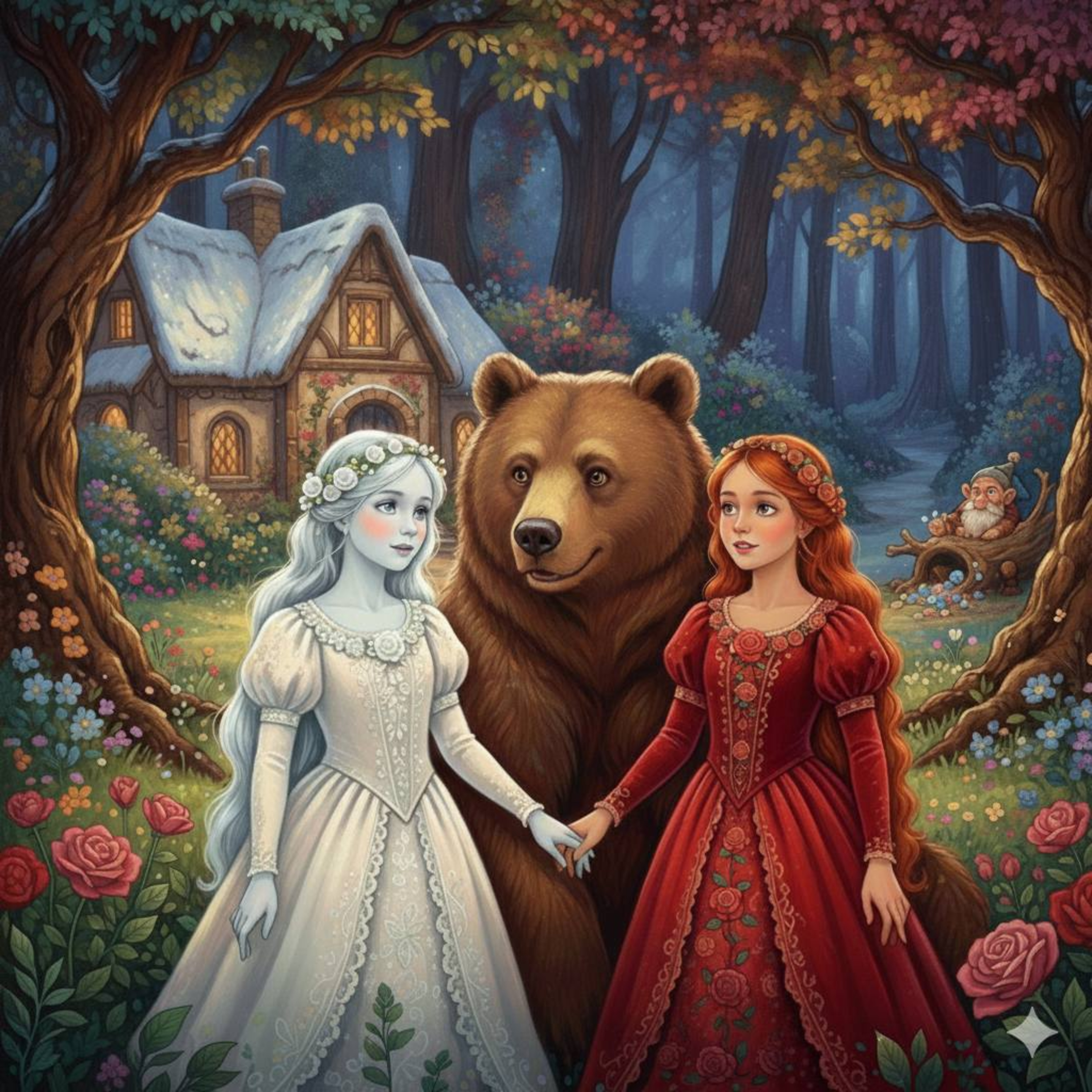 Biancaneve e Rosarossa | Fiocchin di neve e Rosardente | Audiolibro Integrale (Fiaba classica)