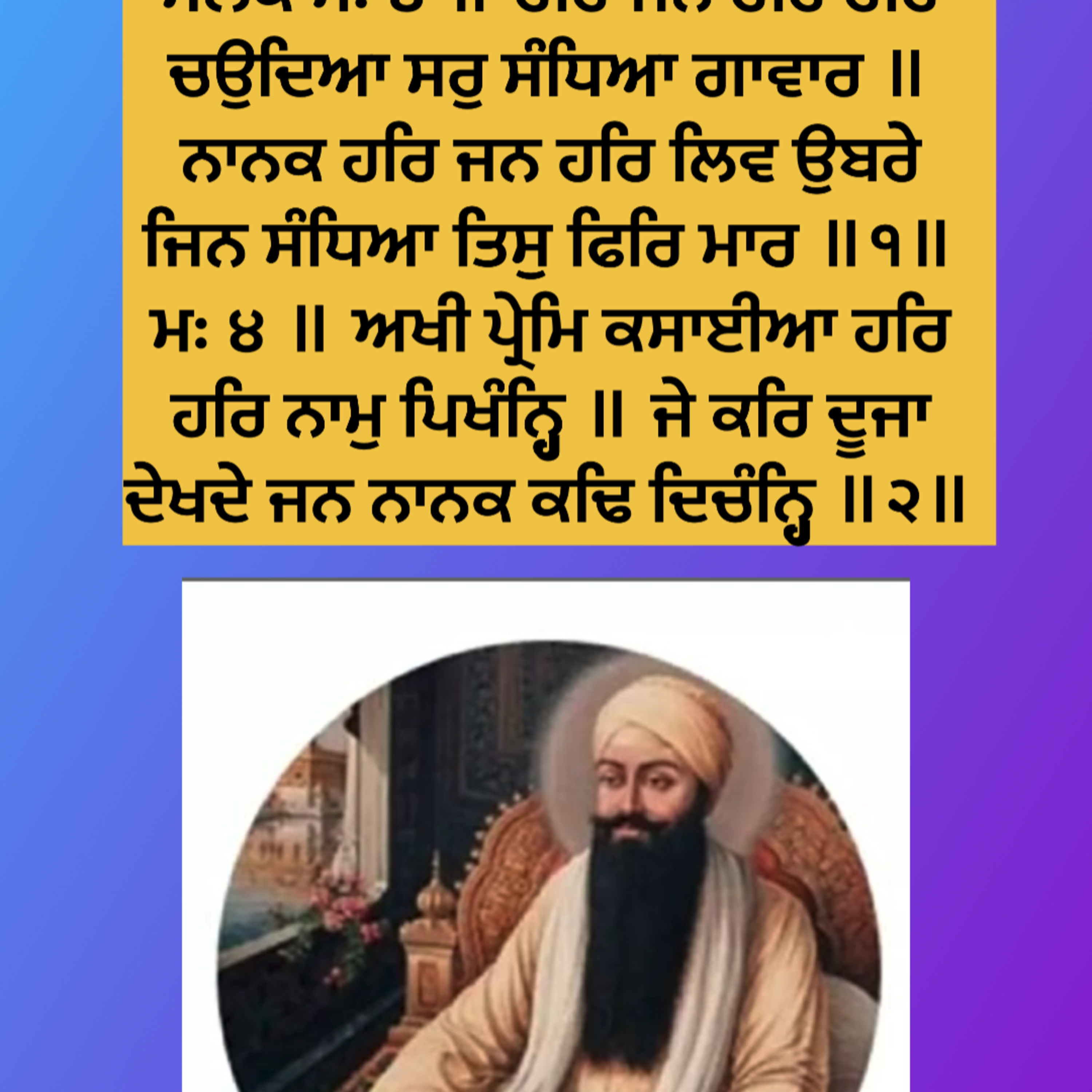 ਸਲੋਕ ਮਃ ੪ ॥ ਹਰਿ ਜਨ ਹਰਿ ਹਰਿ ਚਉਦਿਆ ਸਰੁ ਸੰਧਿਆ ਗਾਵਾਰ ॥ ਨਾਨਕ ਹਰਿ ਜਨ ਹਰਿ ਲਿਵ ਉਬਰੇ ਜਿਨ ਸੰਧਿਆ ਤਿਸੁ ਫਿਰਿ ਮਾਰ ॥੧॥ ਮਃ ੪ ॥  episode artwork