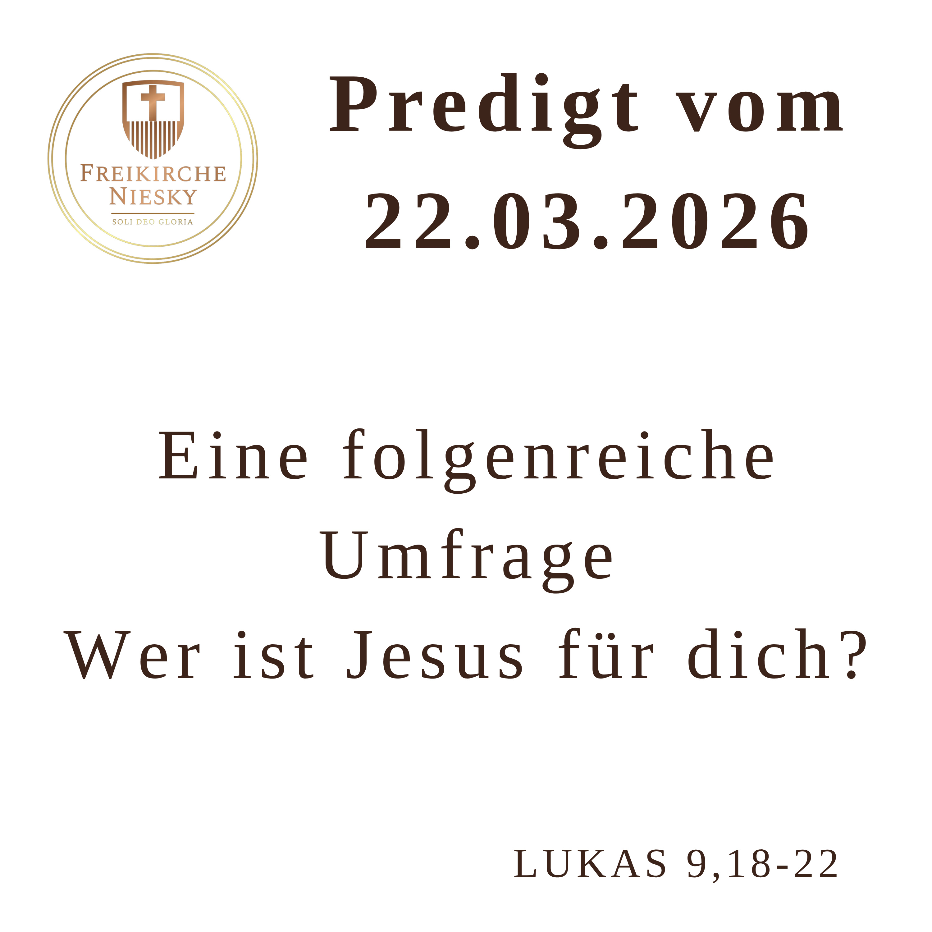 Eine folgenreiche Umfrage - Wer ist Jesus für dich? - Lukas 9,18-22 - Thomas Lange episode artwork