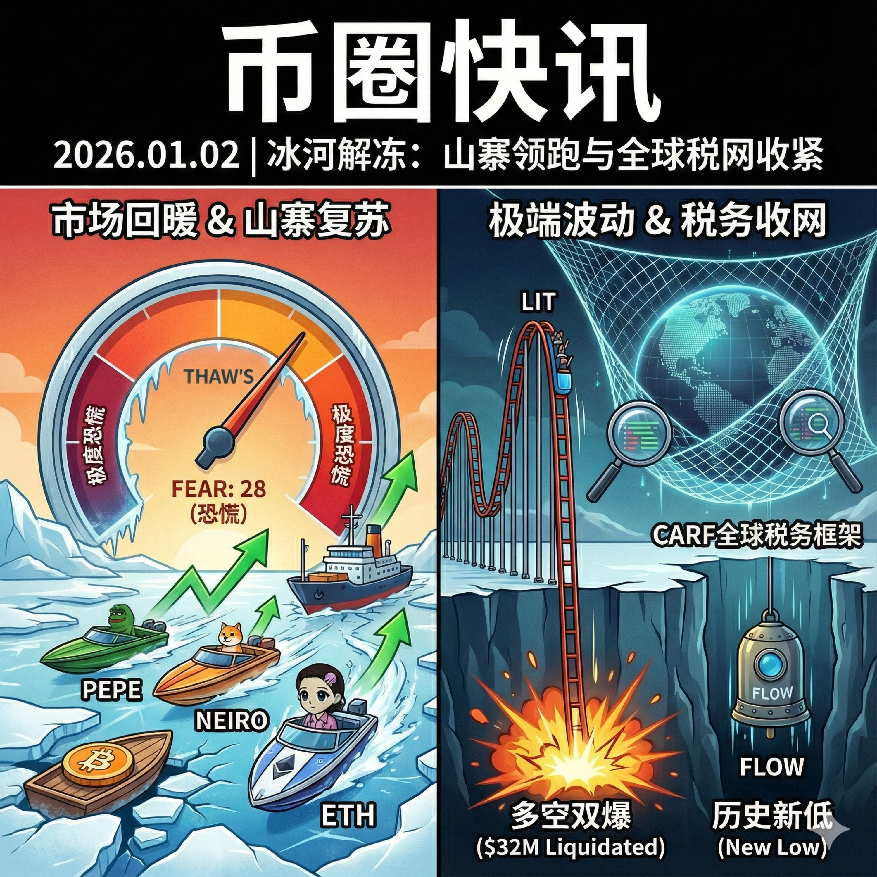 2026开年变局：Vitalik换头引爆Milady，LIT暴涨暴跌双爆3200万，全球48国启动加密查税 episode artwork