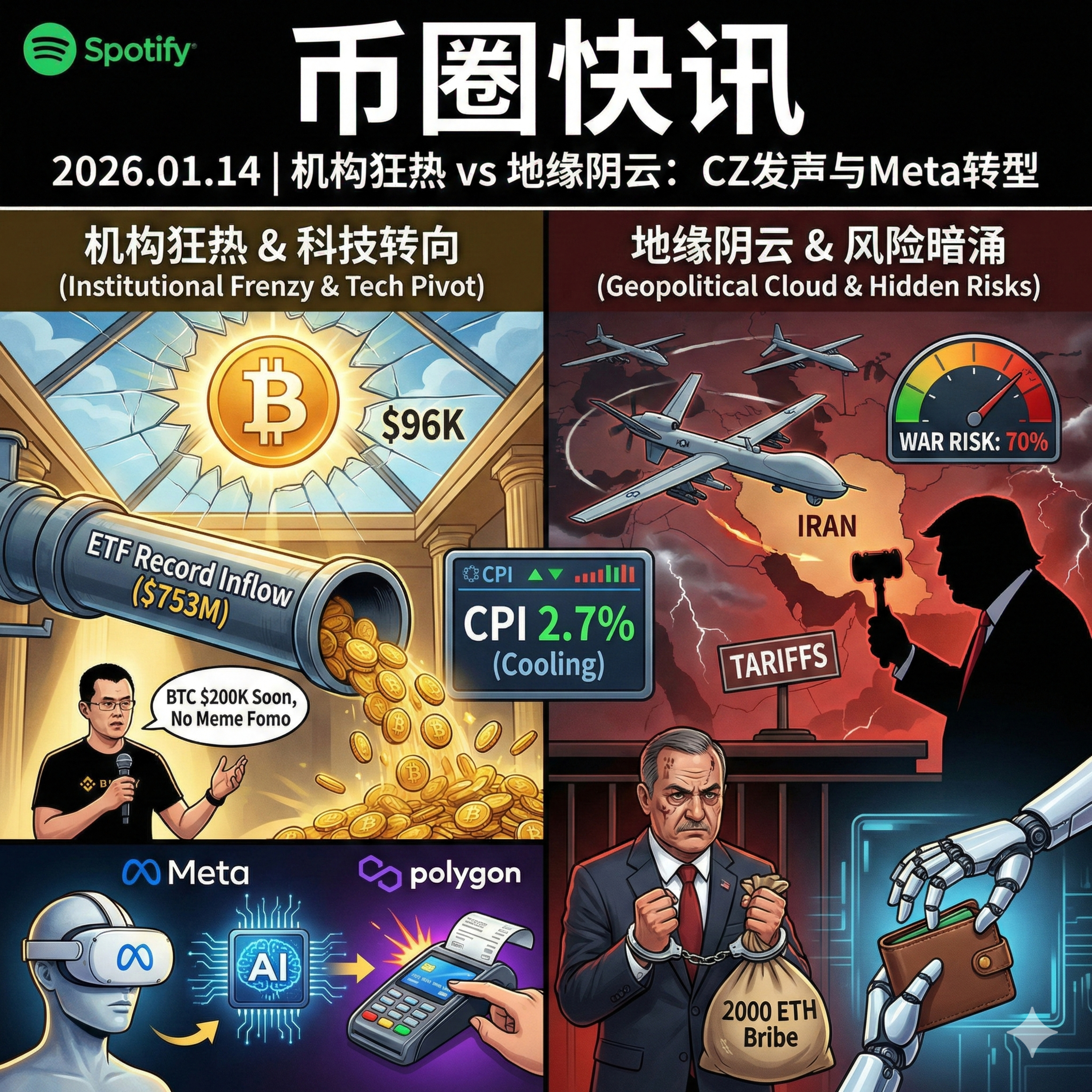 BTC 突破 9.5 万，CZ 现身 AMA 直言“20 万美金不是顶”，Meta 断臂求生全面转向 AI episode artwork