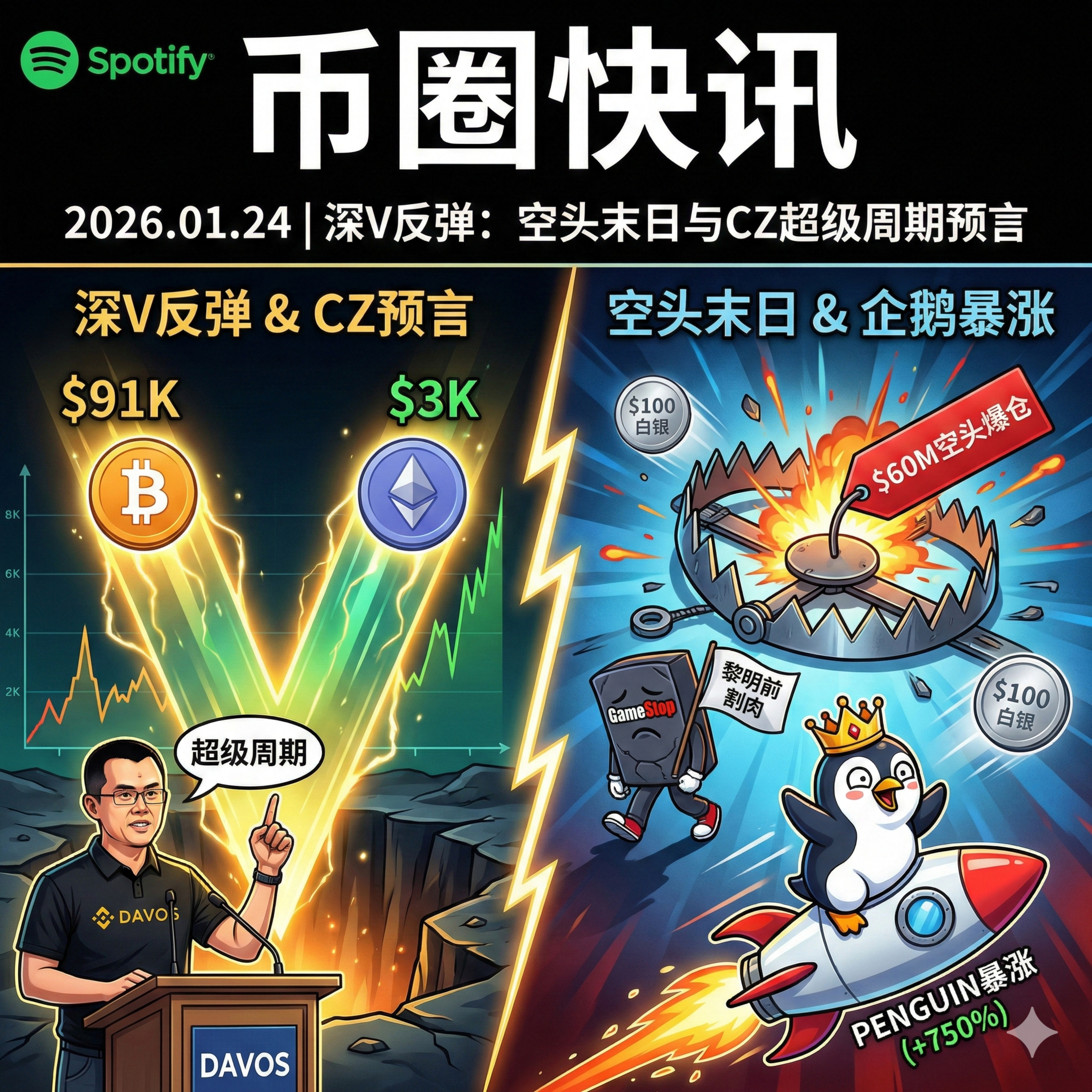 GameStop 割肉清仓 BTC 倒在黎明前，CZ 预言 2026 超级周期，空头单日遭 6000 万美元血洗 episode artwork