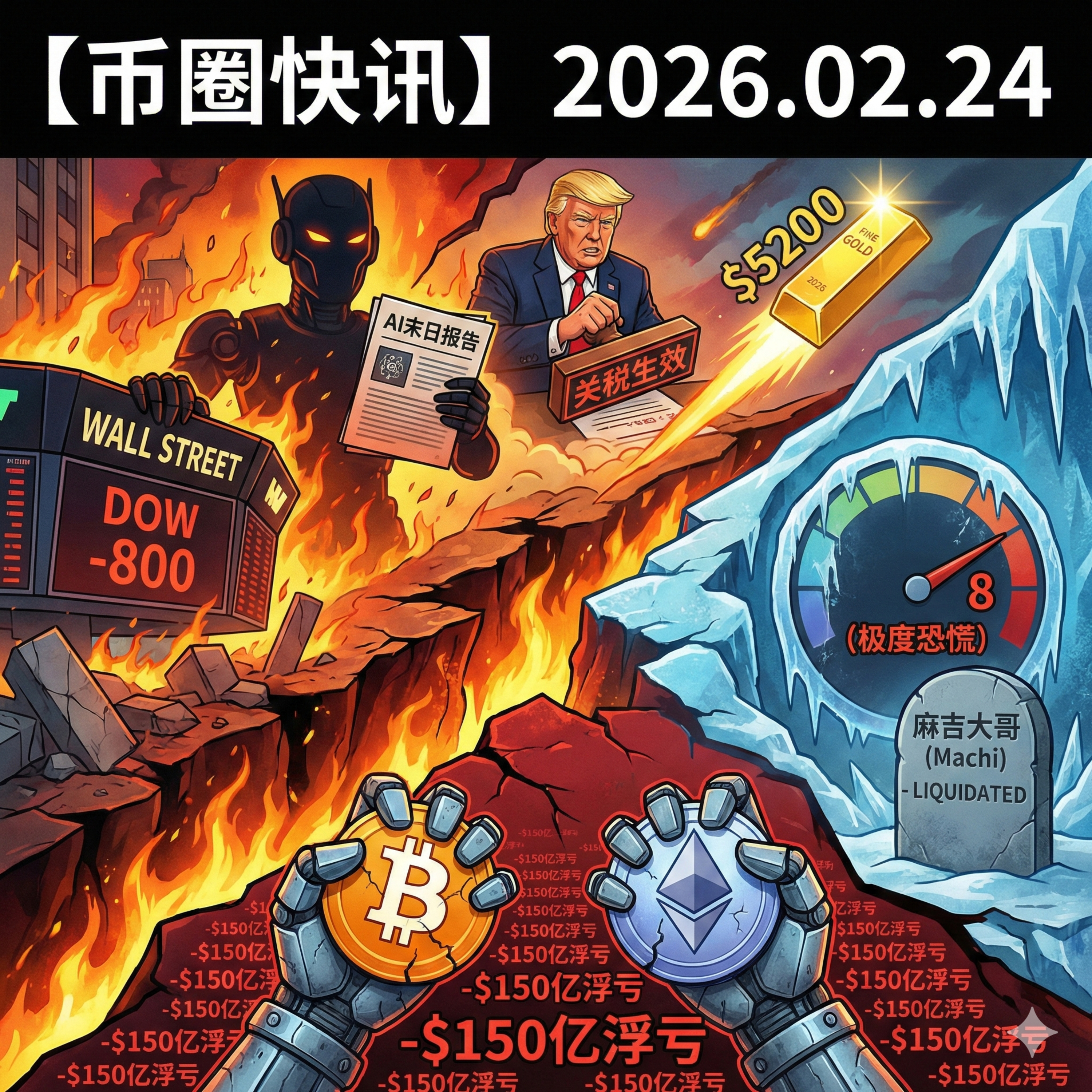 “AI 末日”报告砸崩美股！麻吉大哥爆仓归零，财库浮亏 150 亿仍死扛，ZachXBT 预告惊天内幕