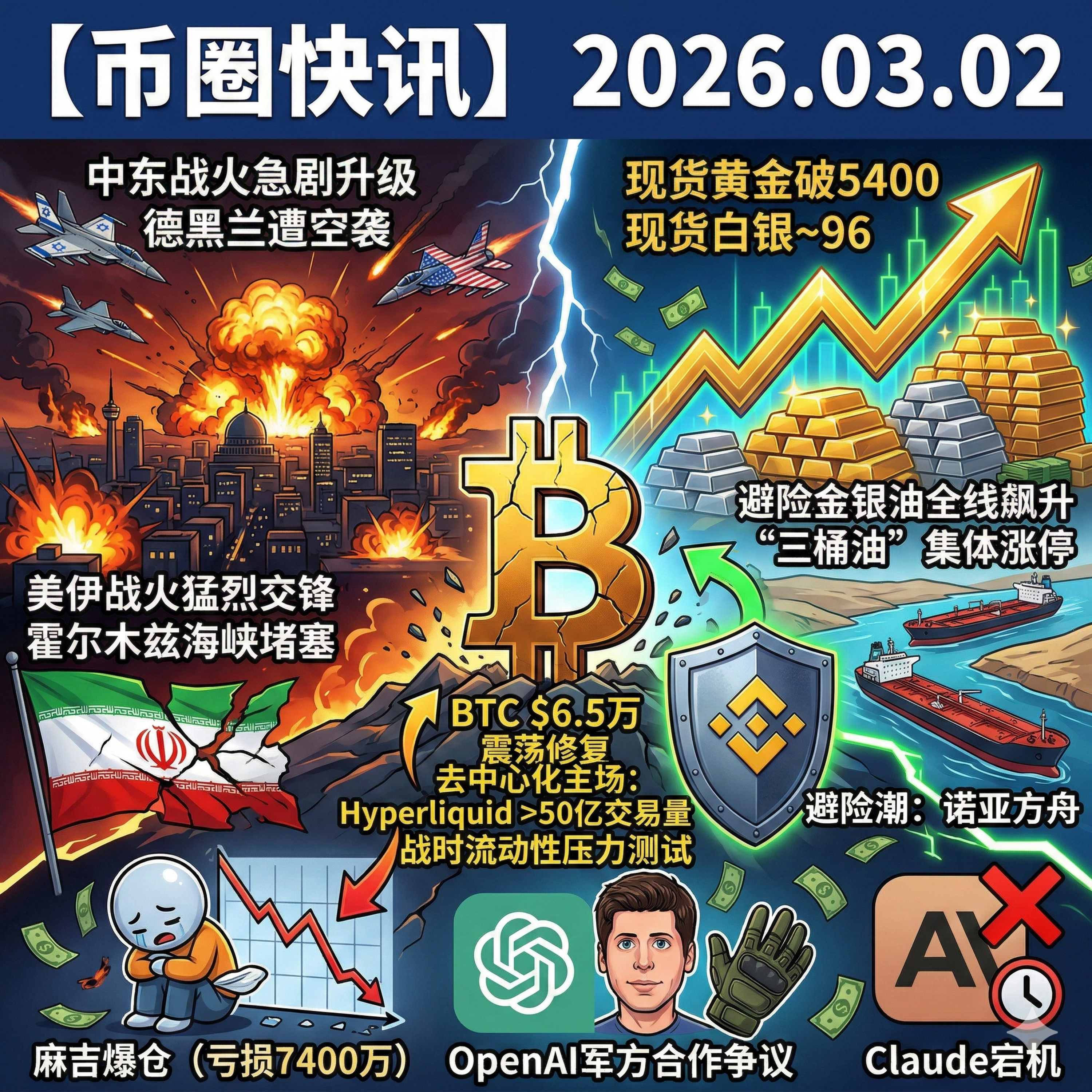 美伊战火引爆金银油！BTC坚守6.5万迎“压力测试”，Hyperliquid成全球对冲主场，“麻吉大哥”爆仓殆尽狂亏7400万 episode artwork