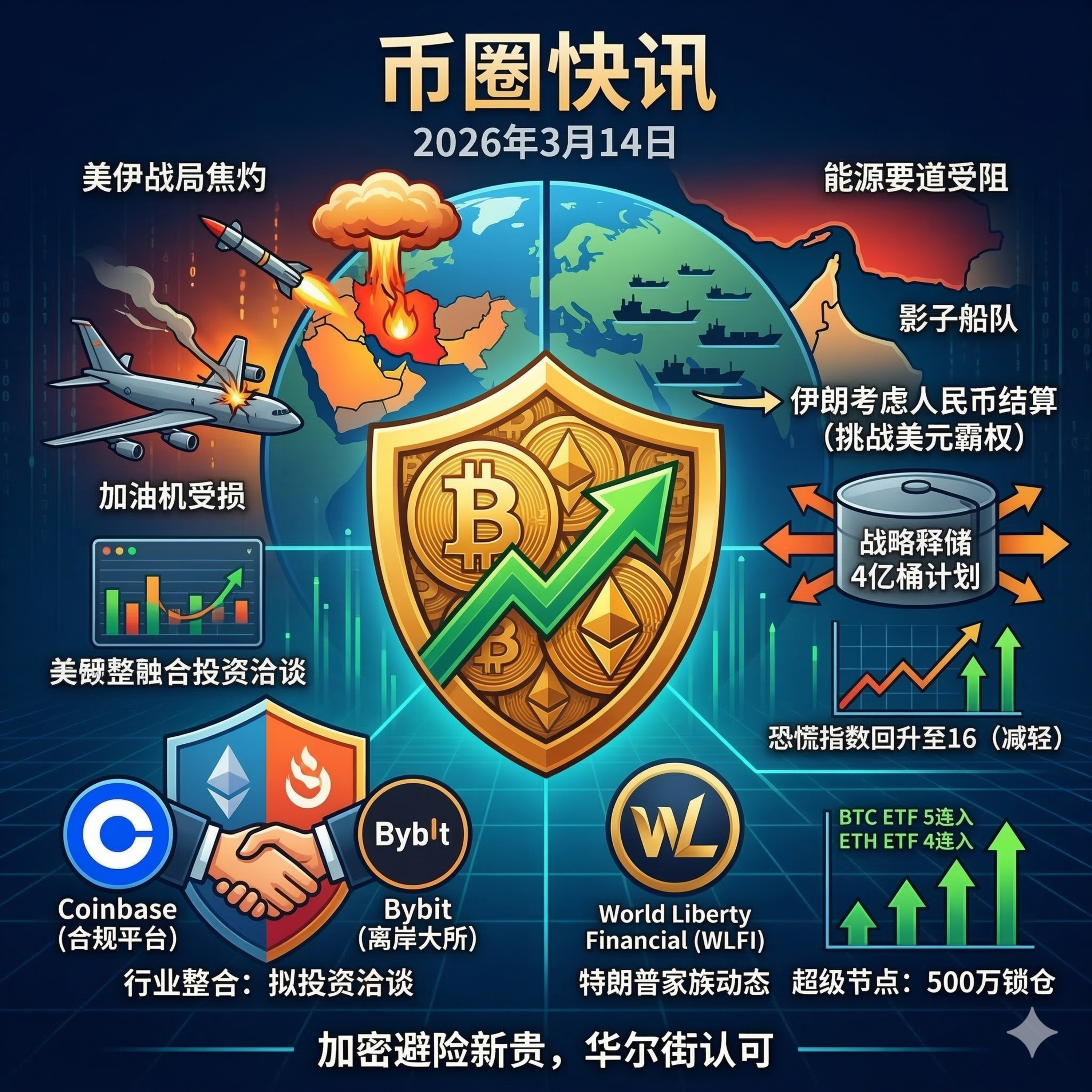 伊朗拟要求霍尔木兹原油以“人民币结算”！美使馆及军机遭袭，Coinbase洽谈投资Bybit，特朗普家族项目推500万“超级节点” episode artwork
