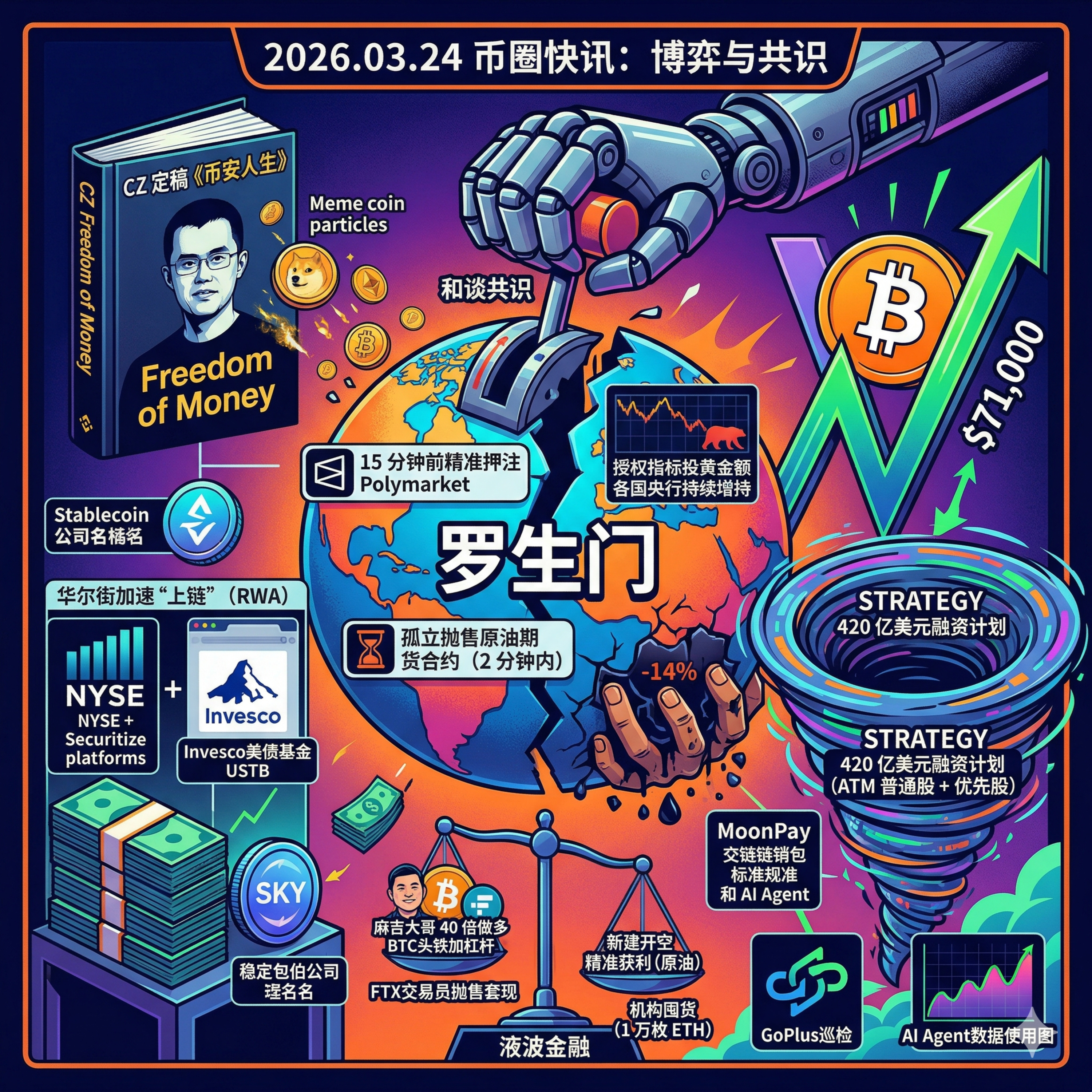 特朗普“假和谈”惊现原油老鼠仓！BTC强破7.1万，Strategy抛420亿美元惊天融资计划，CZ新书定稿引爆Meme，纽交所全天候代币化证券平台将上线 episode artwork