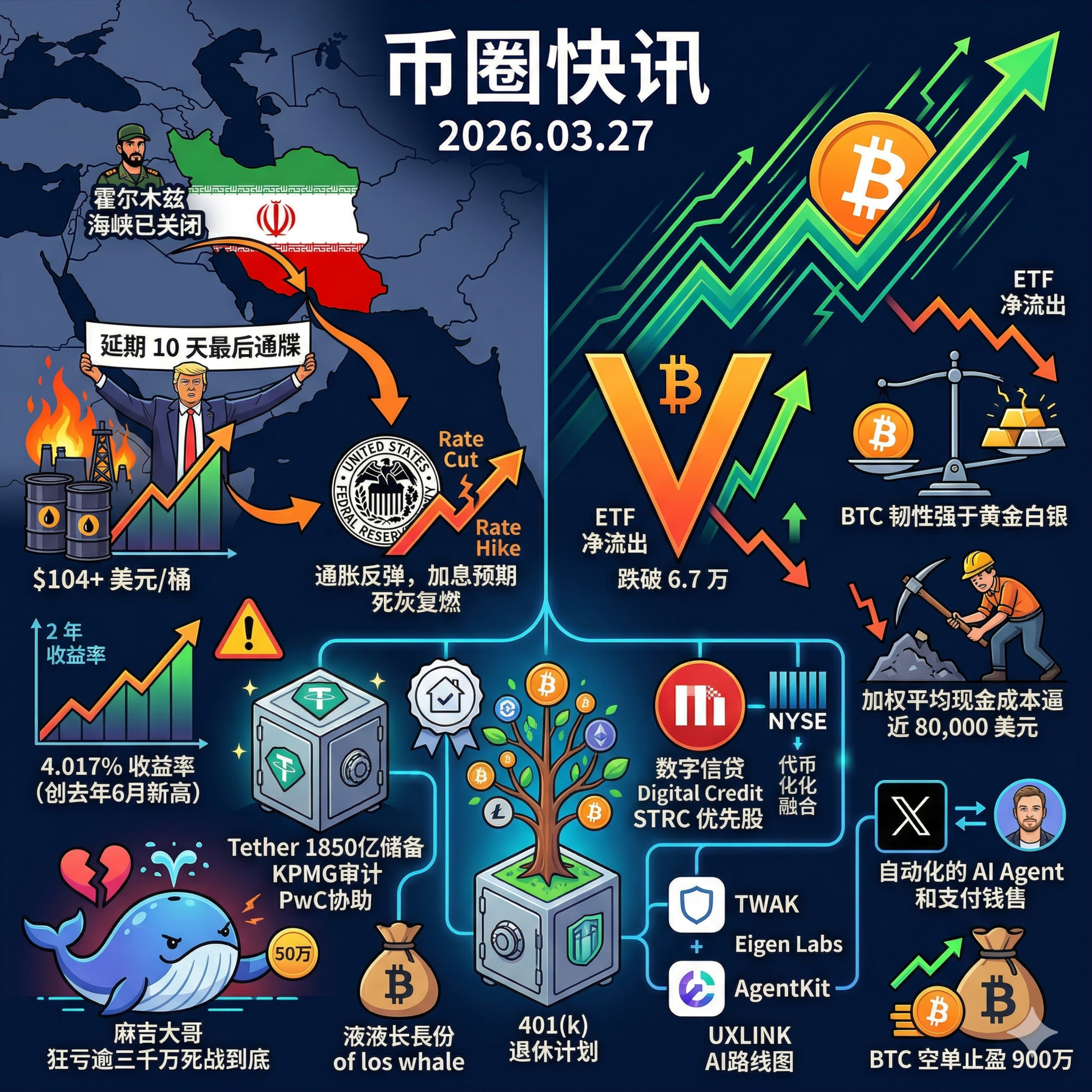 美联储加息预期再起！BTC跌破6.7万矿工深陷盈亏线，白宫批准401(k)退休金纳入加密货币，Tether首聘毕马威审计，“麻吉”狂亏超3000万死战到底 episode artwork
