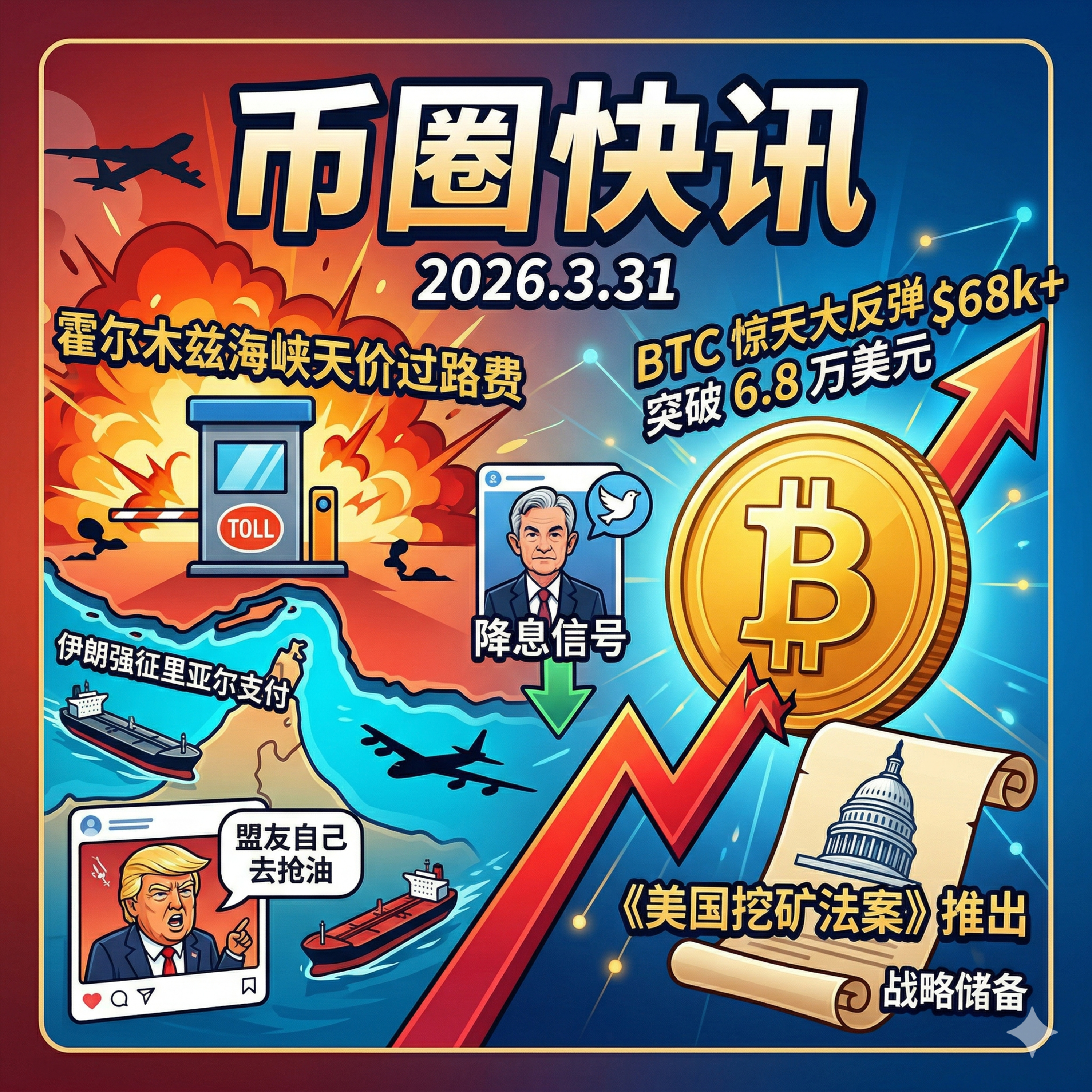 伊朗对霍尔木兹海峡强收“天价过路费”！鲍威尔释放降息信号，BTC探底反弹破6.8万，美议员提《美国挖矿法案》，巴菲特狂买170亿美债后悔“卖飞”苹果 episode artwork