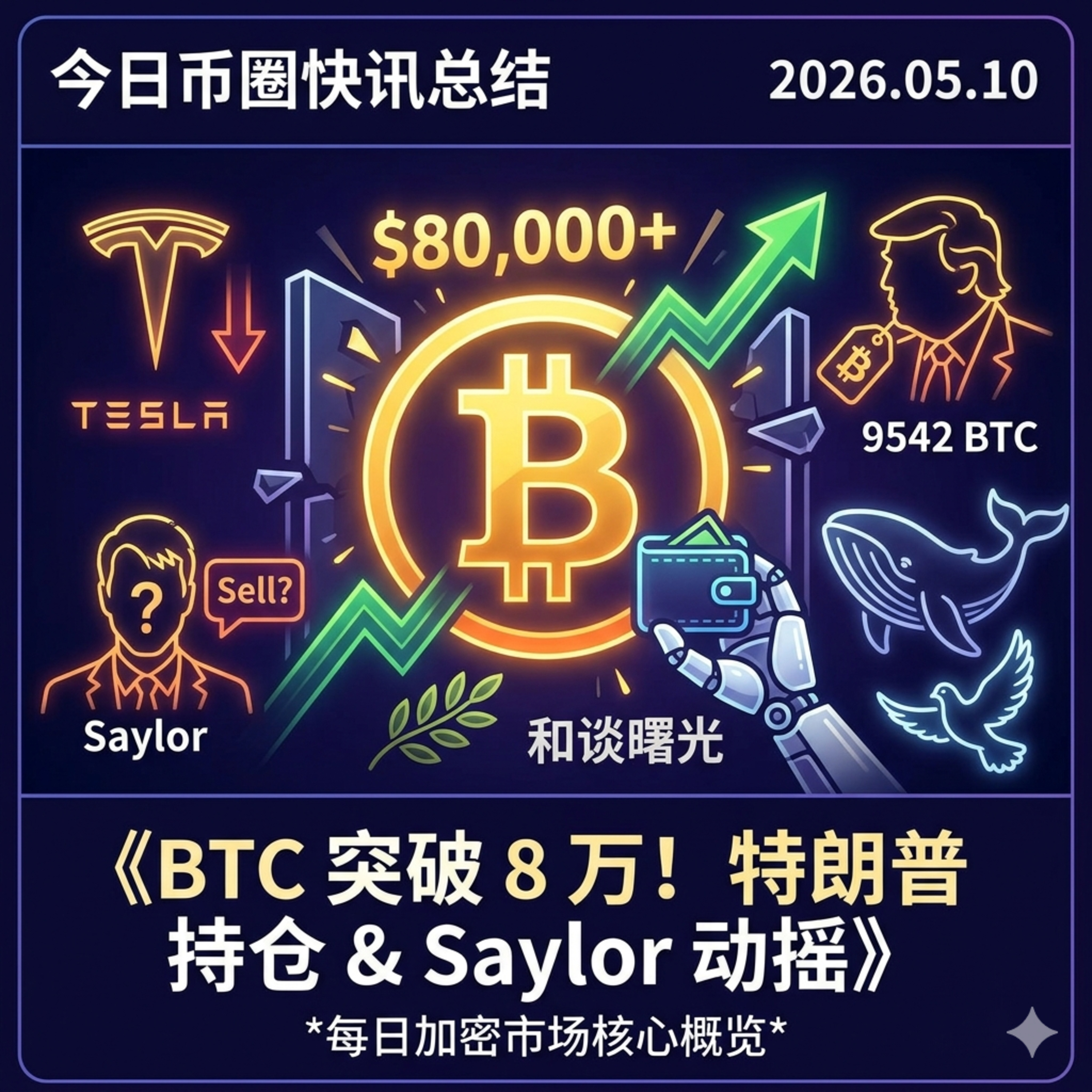 美伊俄乌和谈迎曙光！BTC破8万市值超越特斯拉，微策略罕见松口或将卖币，特朗普集团庞大BTC持仓曝光，巨鲸狂囤十万枚ETH，AI独立钱包时代将至 episode artwork