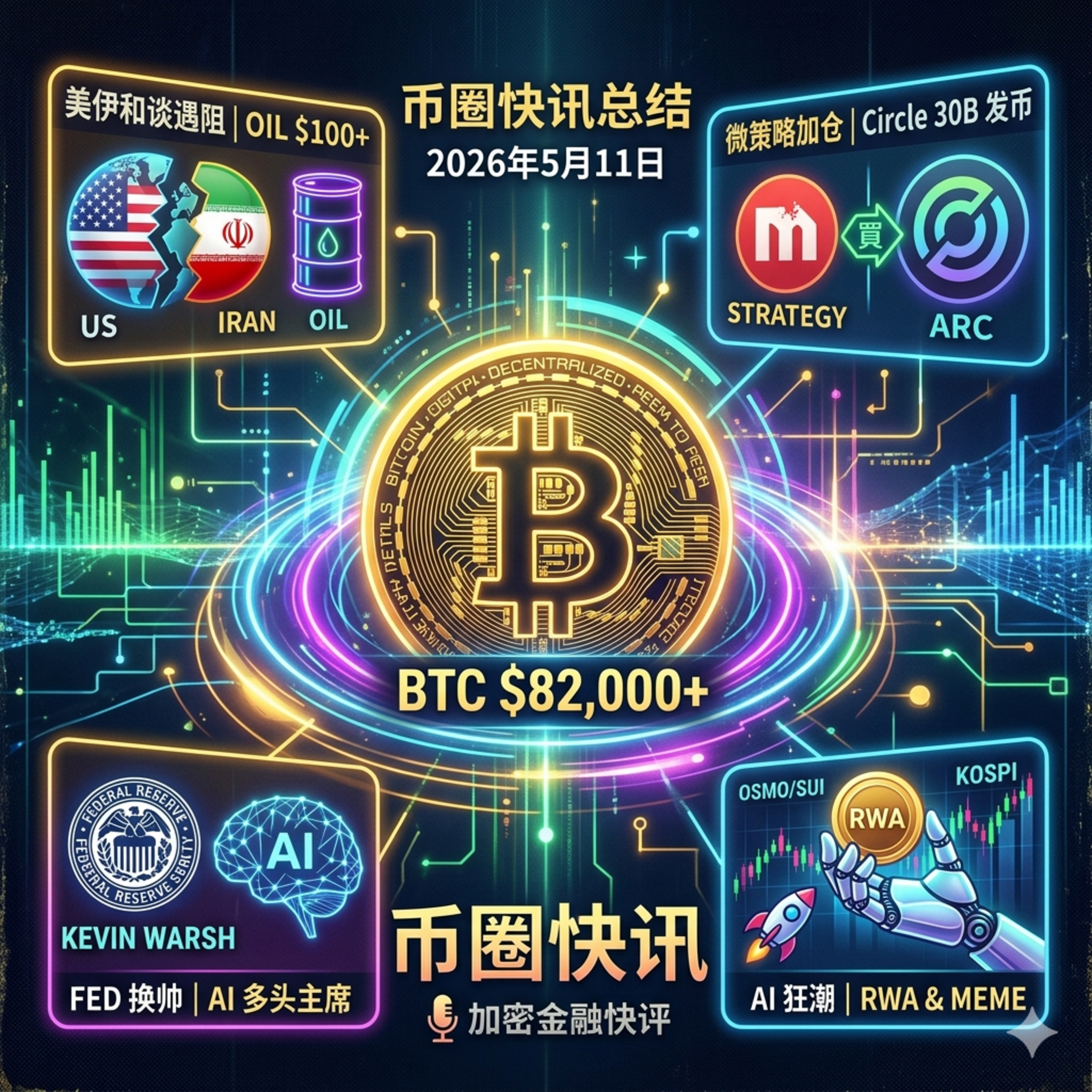 美伊和谈陷分歧BTC站上8.2万！微策略再买535枚首度回应“卖币”，13亿美元以太坊巨鲸清仓，Circle 30亿估值发币，AI狂潮席卷币圈 episode artwork