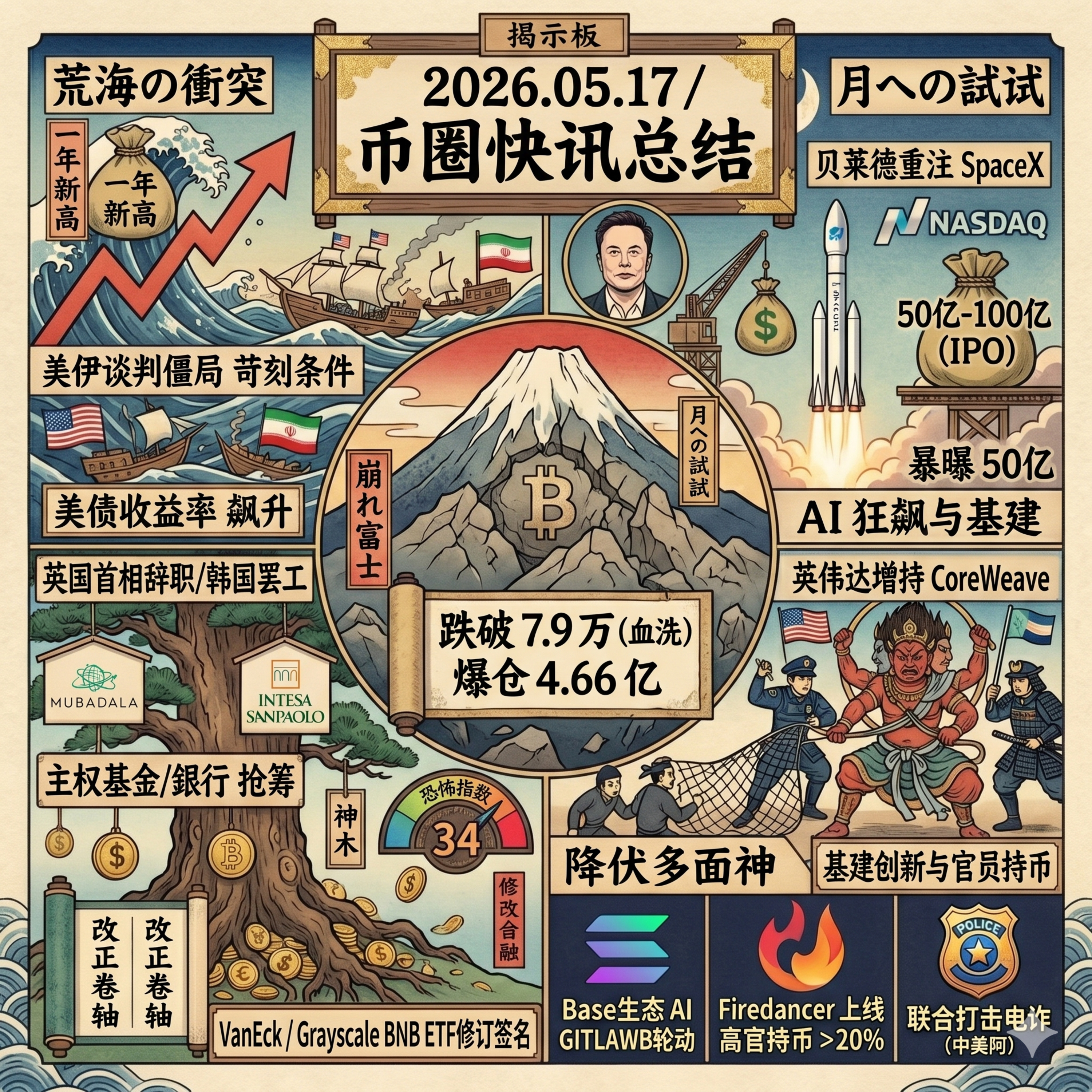 美伊谈判开出严苛条件！美债收益率飙升施压BTC，阿布扎比主权基金逆势加仓，麻吉大哥多单濒临爆仓，贝莱德百亿重注SpaceX，特朗普政府超两成高官持币 episode artwork