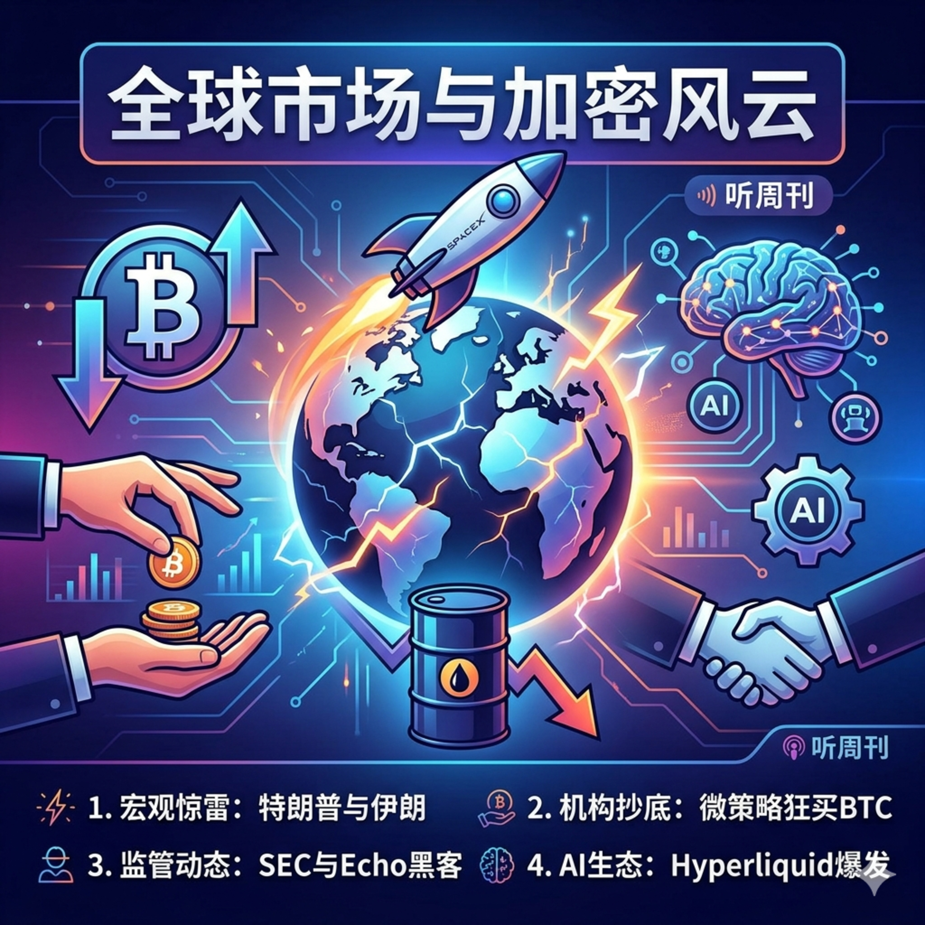 特朗普暂缓打击伊朗油价跳水！ETF失血6.4亿微策略再砸20亿狂买大饼，SpaceX拆股引爆链上狂欢，SEC酝酿代币化股票新规，加密ATM巨头宣告破产 episode artwork