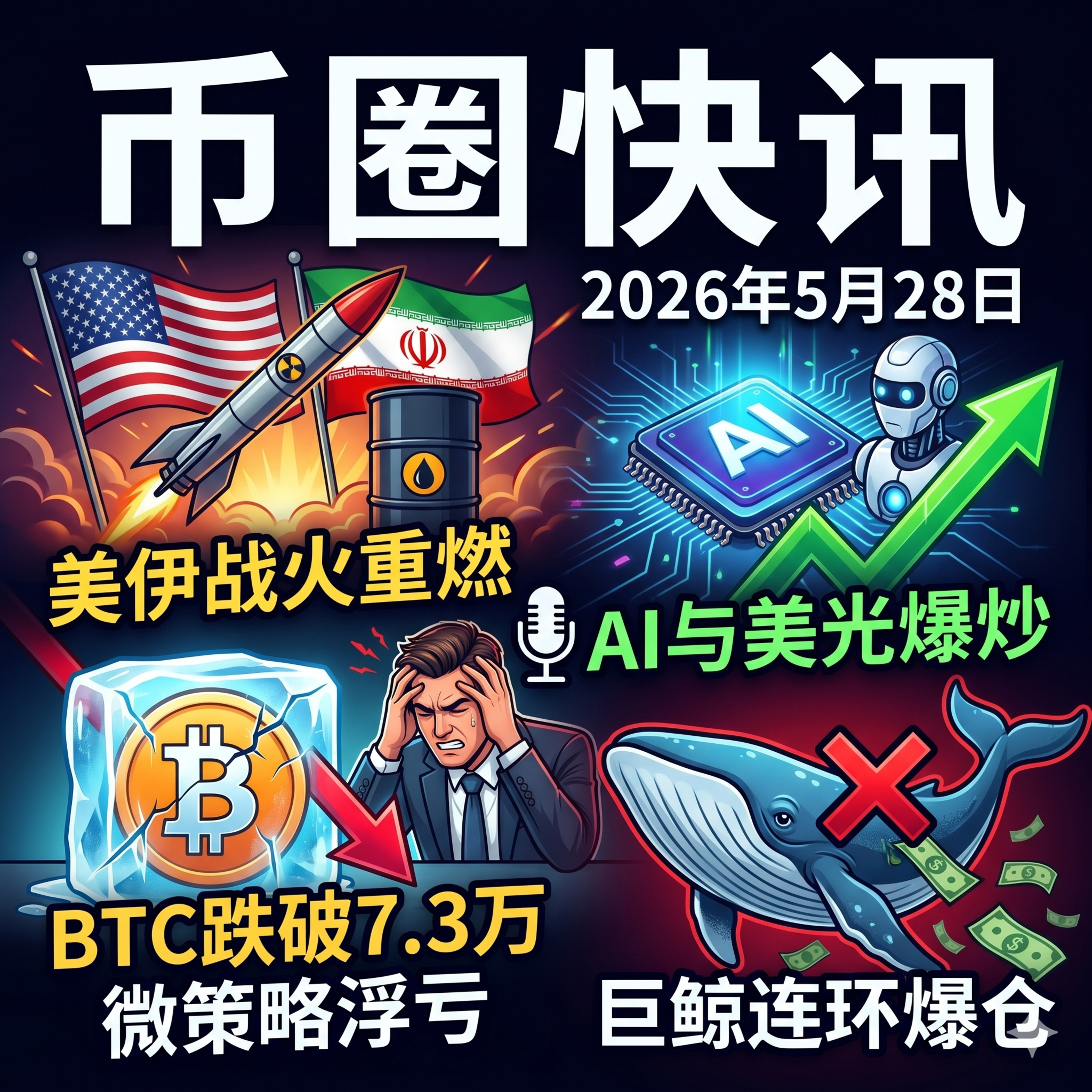 美伊战火重燃BTC跌破7.3万！贝莱德ETF创纪录流出微策略罕见浮亏，美光科技链上爆炒超4亿，多空巨鲸连环爆仓，特朗普酝酿「530A账户」救市 episode artwork