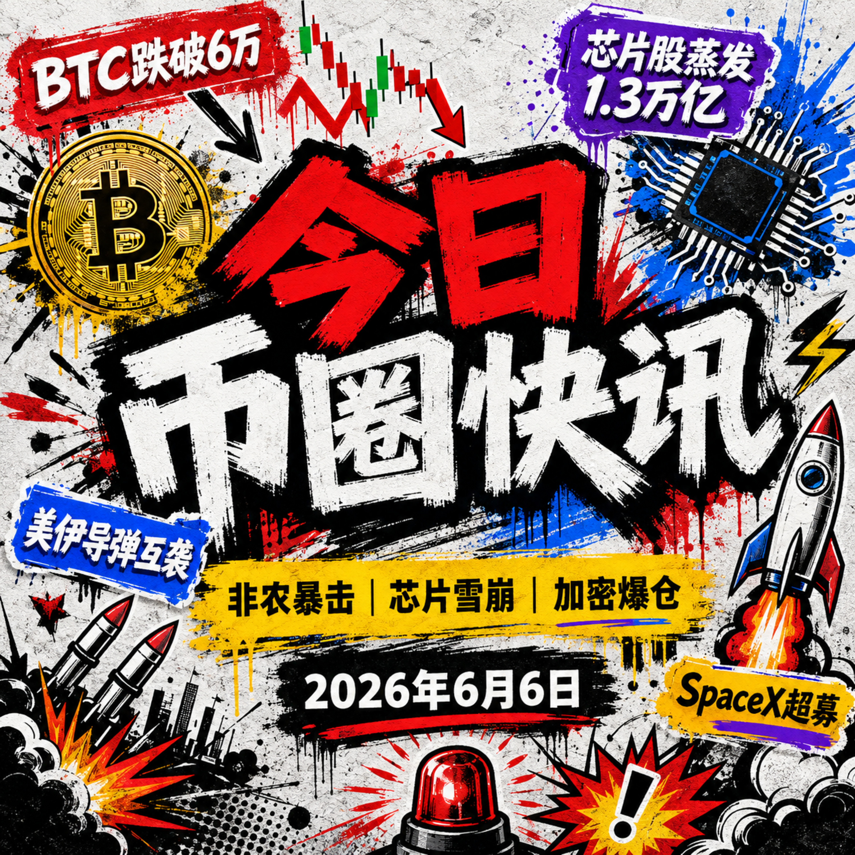 非农砸盘美股芯片股蒸发1.3万亿！BTC跌破6万全网爆仓18亿，美伊波斯湾导弹互袭，SpaceX史诗级IPO获超募，Arthur Hayes被指收割粉丝，巨鲸超5亿美元以太坊面临清算 episode artwork