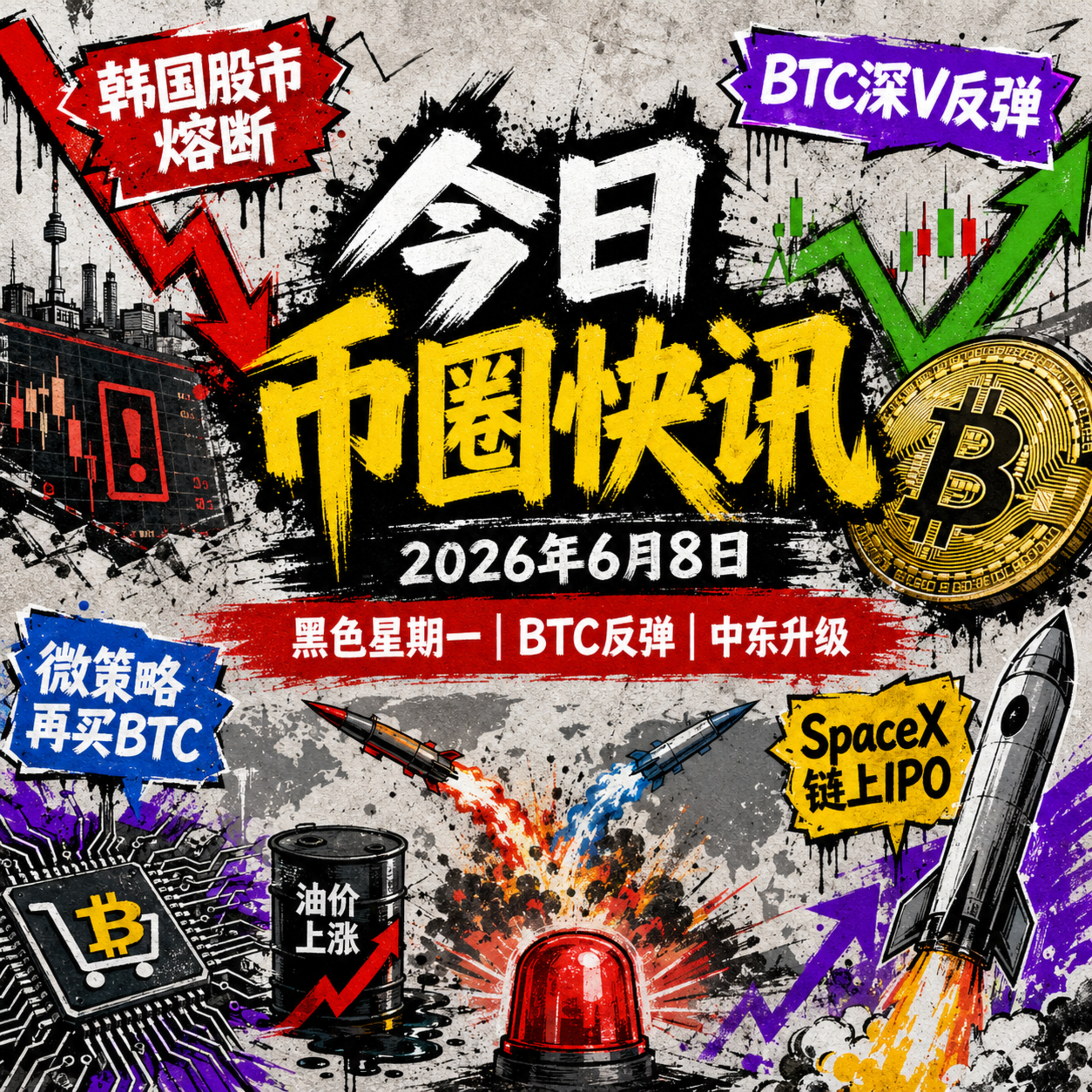 韩国股市跌停熔断！美伊导弹互袭特朗普紧急叫停，微策略再买1550枚BTC击碎流言，BTC深V反弹现历史级抄底信号，英伟达结盟SK海力士，支付巨头密谋稳定币大局 episode artwork