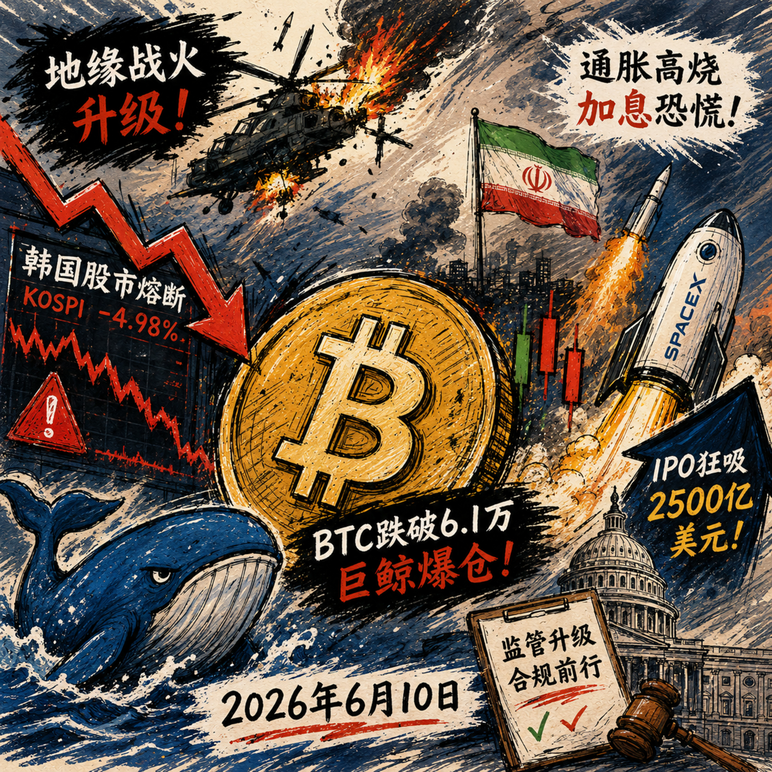 美军直升机遭击落战火升级！美国CPI恐破4重燃加息梦魇，韩股熔断芯片股雪崩，BTC跌破6.1万麻吉巨亏3500万，SpaceX史诗级IPO吸金2500亿，万事达卡推出AI自主支付 episode artwork