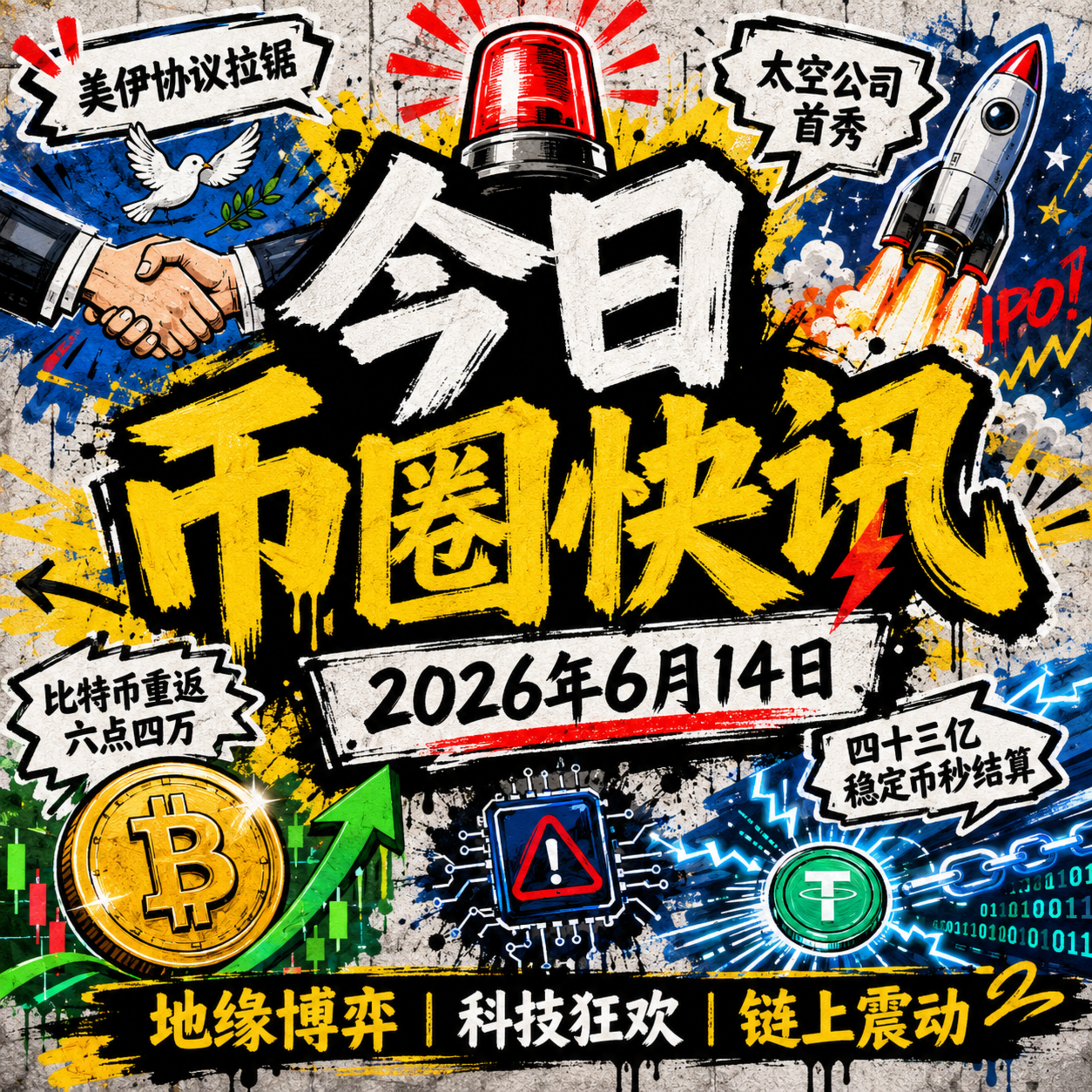 43亿USDC链上零撸结算震动华尔街！特朗普单宣美伊明日签约，Anthropic拒修漏洞遭美封杀，SpaceX史诗首秀平稳落幕，BTC收复6.4万，巨鲸挂单2400万死磕ZEC episode artwork
