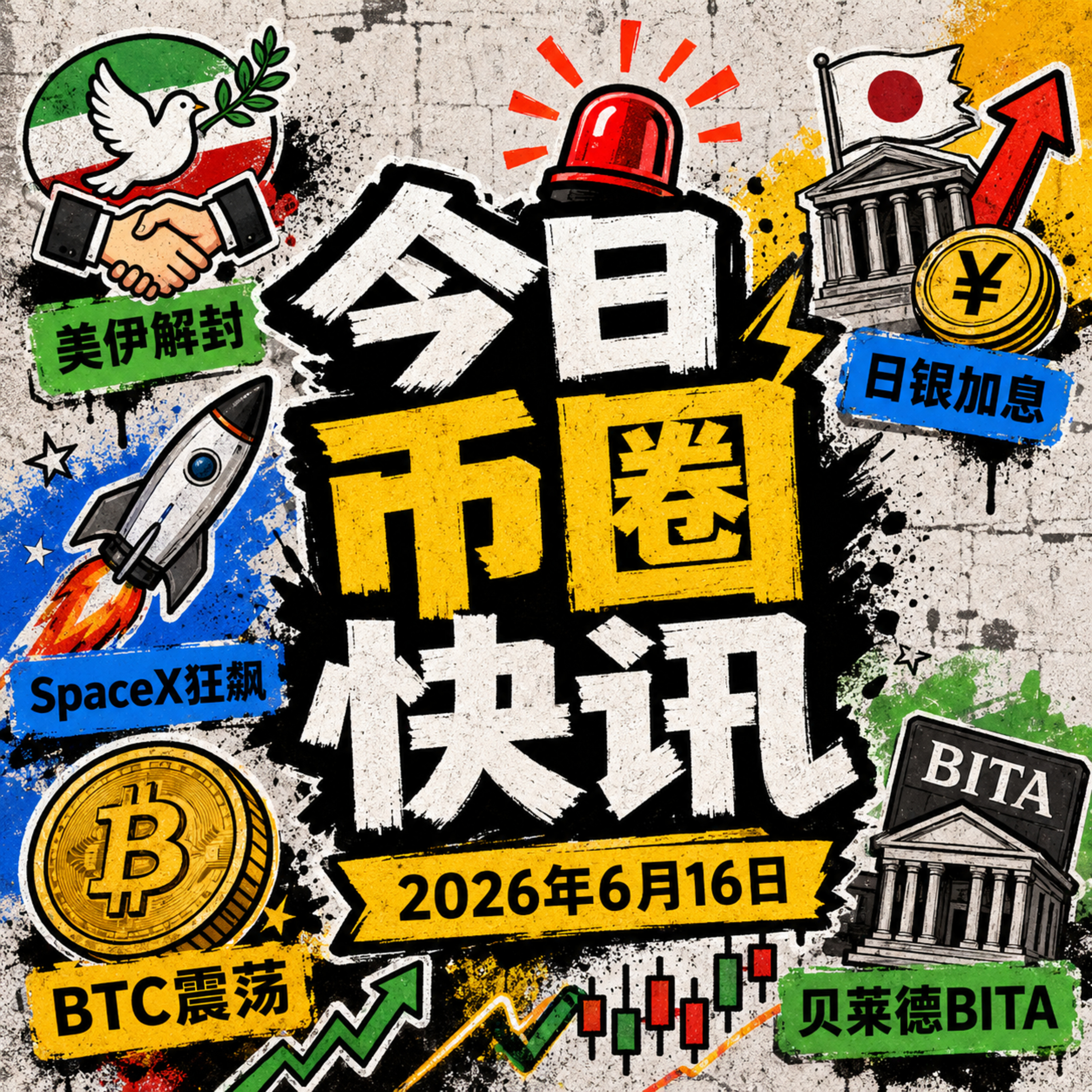 SpaceX暴涨马斯克身家破万亿，拟600亿收购Cursor！美伊解除封锁油价跌破80，日本央行如期加息，存储四巨头创新高，贝莱德上线比特币高级收益ETF，BTC震荡巨鲸挂单千万做空 episode artwork