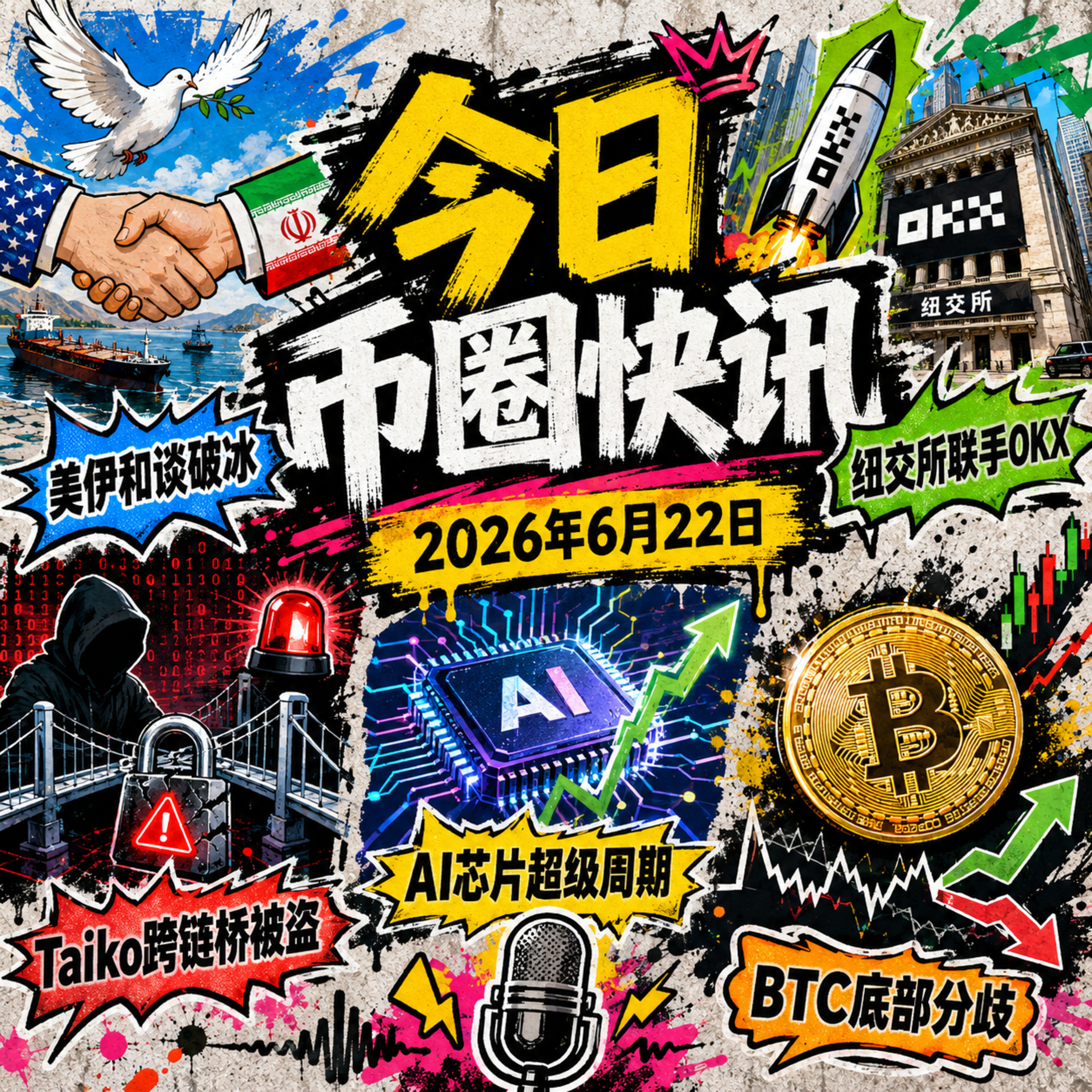 美伊和谈破冰海峡重开！纽交所联手OKX成立合资公司，Taiko跨链桥遭泄钥洗劫，BTC底部分歧微策略再买入，AI芯片迎18年一遇超级周期，格林斯潘百岁辞世 episode artwork