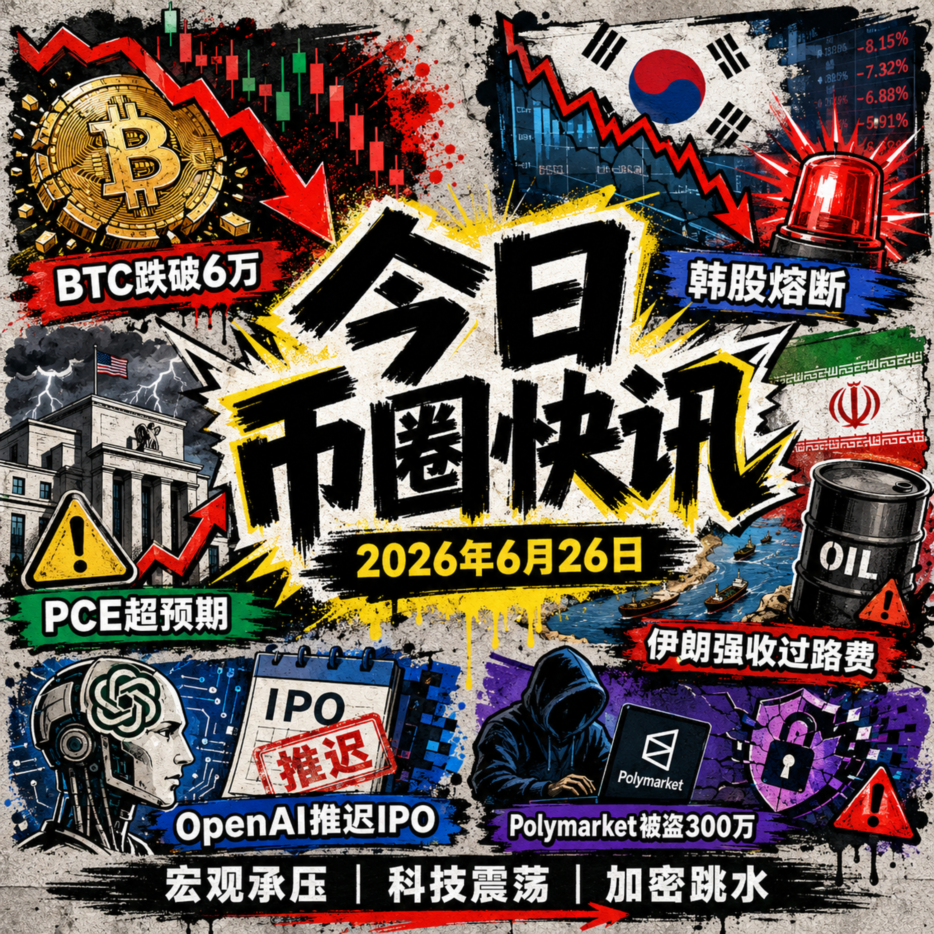 韩股暴跌熔断苹果微软齐涨价！美PCE超预期重燃加息阴云，BTC跌破6万ETF单日流出近7亿，伊朗强收霍尔木兹过路费，OpenAI推迟IPO，Polymarket遭黑客窃取300万 episode artwork