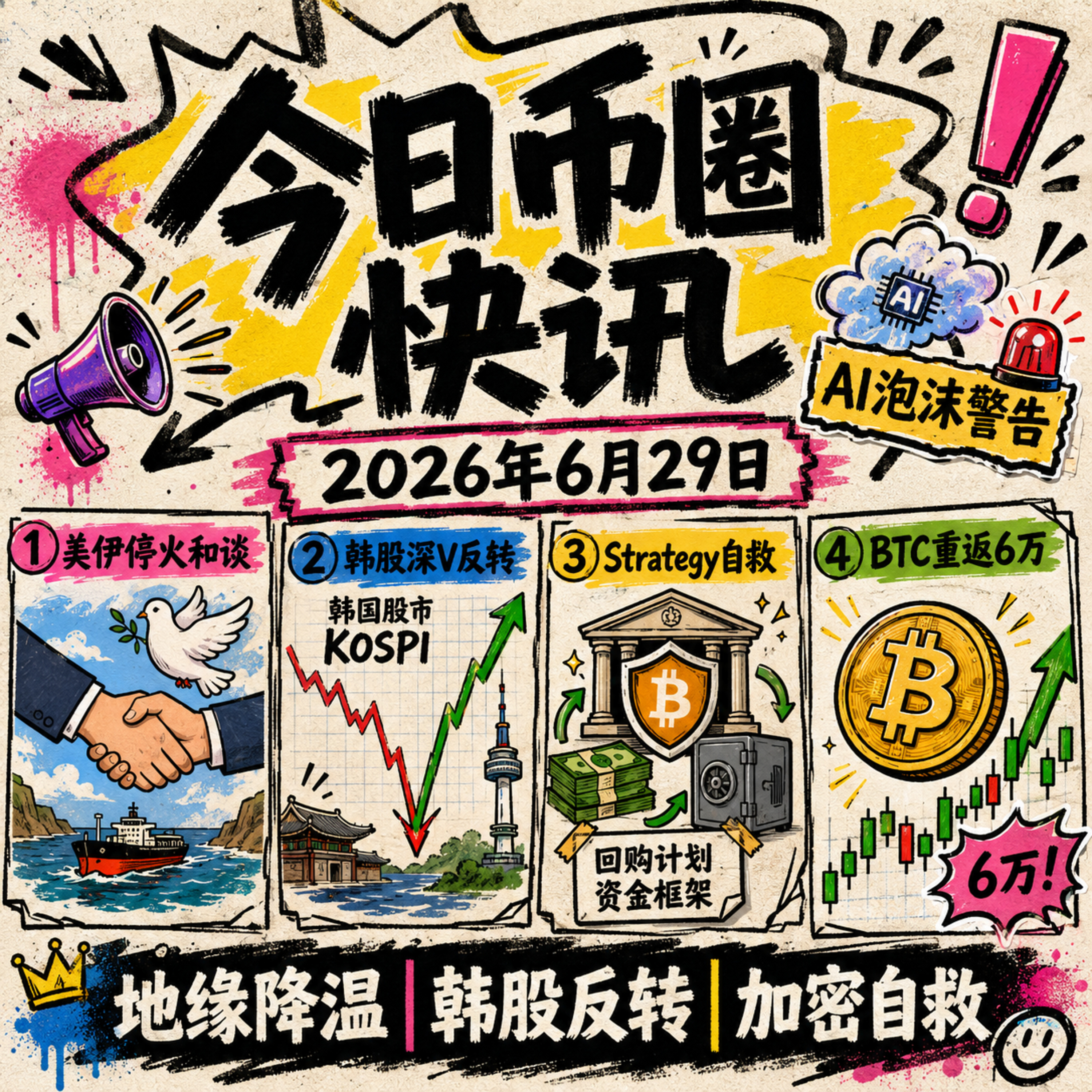 美伊停火多哈和谈！Strategy祭出抛币回购大招救市，韩国800万亿投片拉爆熔断，SpaceX光速纳入纳指100，55万枚BTC涌入交易所创新高，字节跳动自研AI芯片 episode artwork