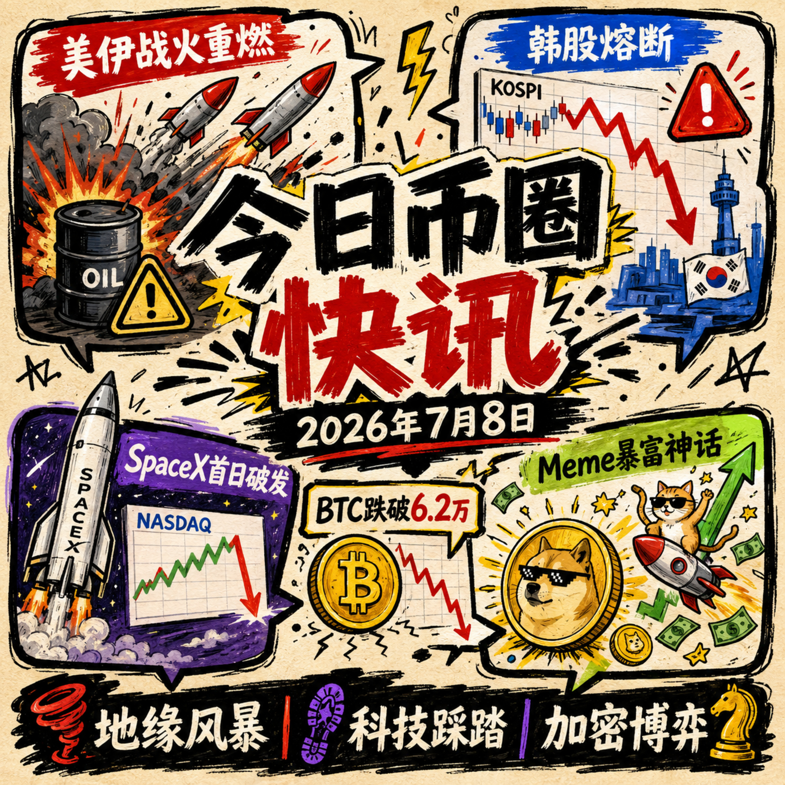 美伊停火撕毁战火再起！韩股暴跌5%熔断，SpaceX入纳指首日破发，内幕巨鲸精准做空纳指做多原油，Robinhood链Meme神话86美元狂赚160万 episode artwork