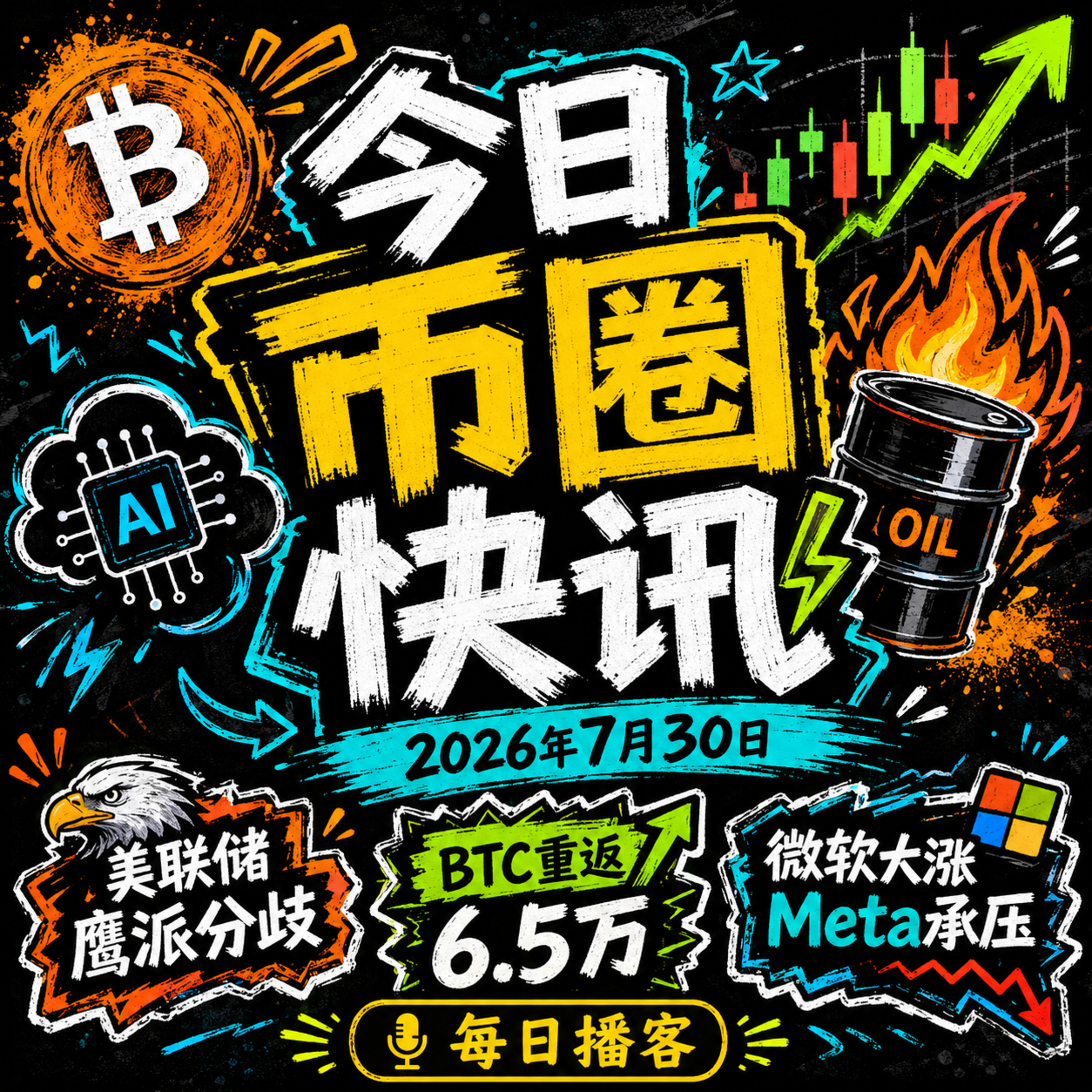 美联储惊现三票加息！美军夜袭伊朗原油暴涨，微软Azure破千亿领跑科技财报，韩股散户杠杆惨遭血洗，美国制裁伊朗比特币网络，BTC无惧鹰派突破6.5万 episode artwork
