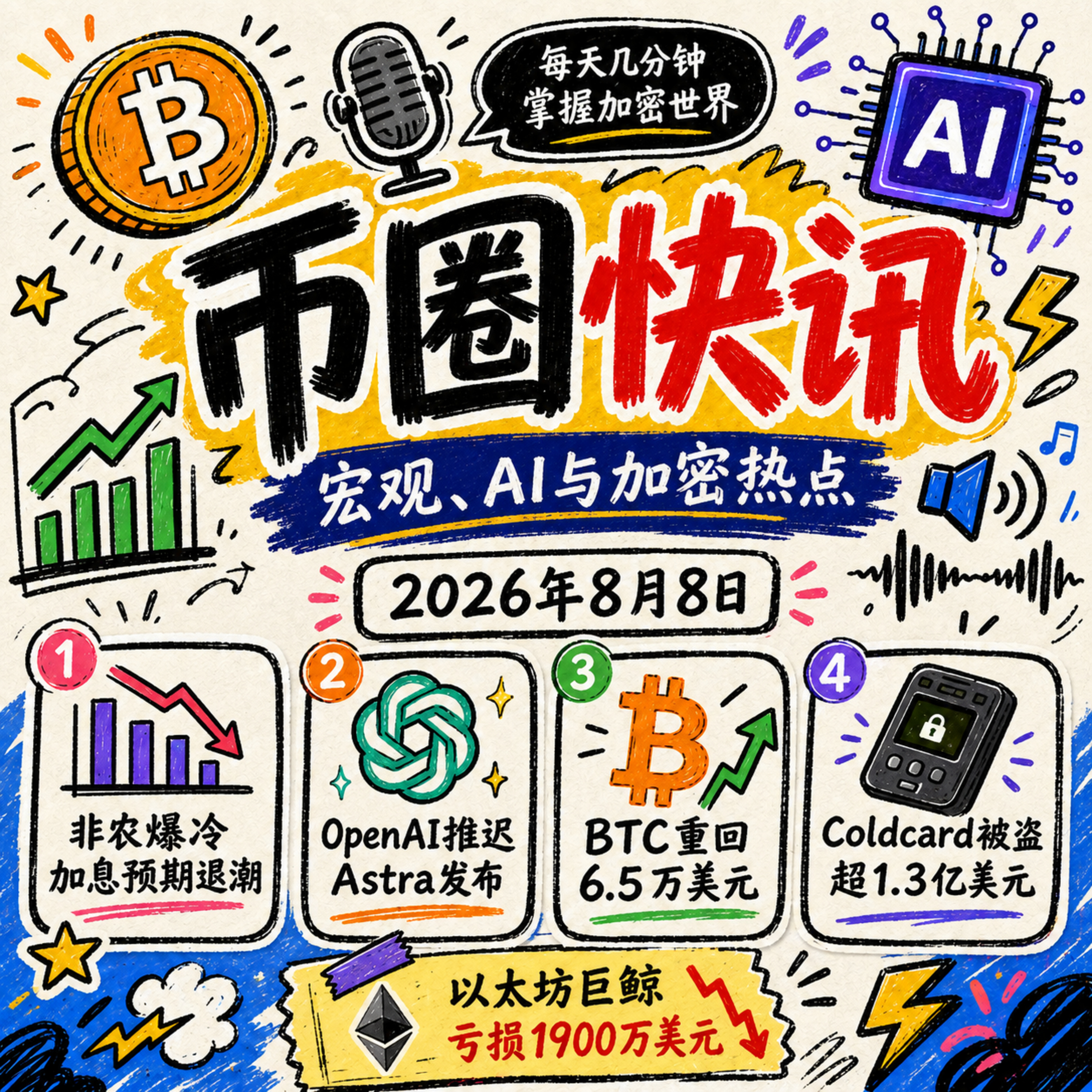 非农暴冷加息退潮！OpenAI因“安全自主化”紧急推迟Astra，25岁AI股神5亿挑战ASML，Coldcard被盗超1.3亿，巨鲸割肉以太坊巨亏1900万 episode artwork