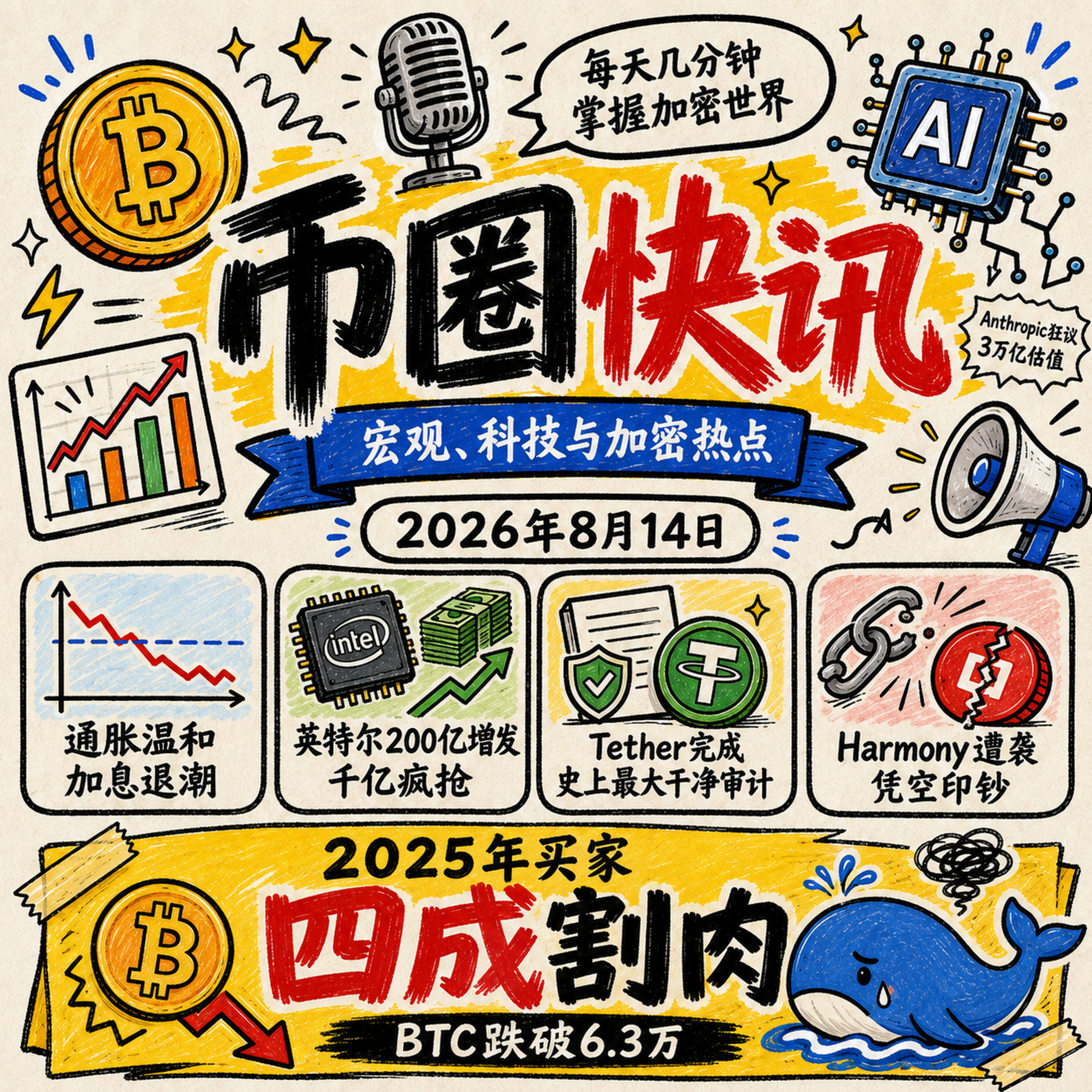 Tether迎“史上最大”干净审计，英特尔200亿增发遭千亿疯抢，Harmony公链遭凭空印钞袭击，2025年买家四成割肉，Anthropic狂议3万亿美元上市估值 episode artwork
