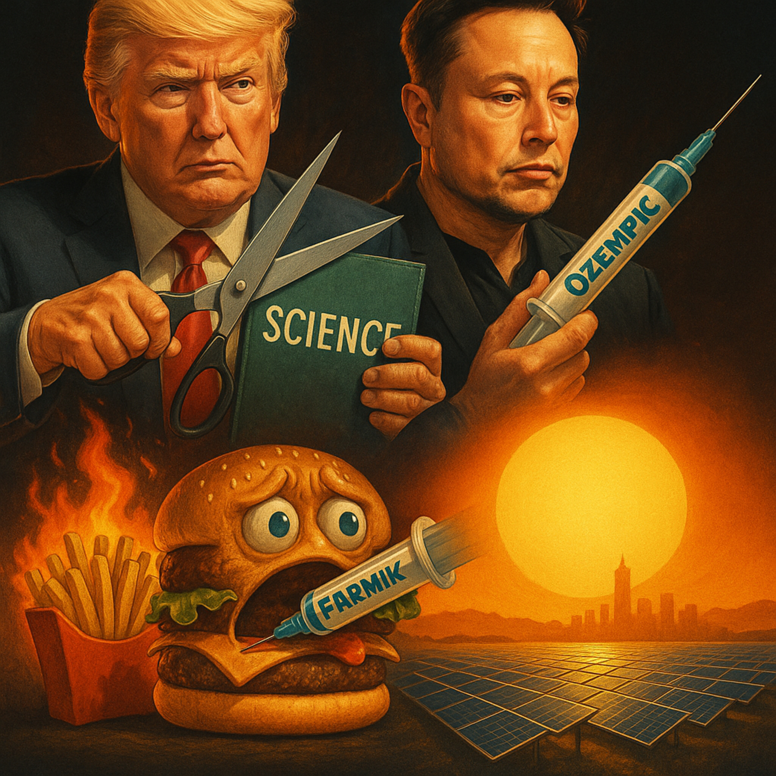 Трамп и Маск режут науку, Оземпик убивает фастфуд, Солнечный Китай. Разбор New Scientist episode artwork