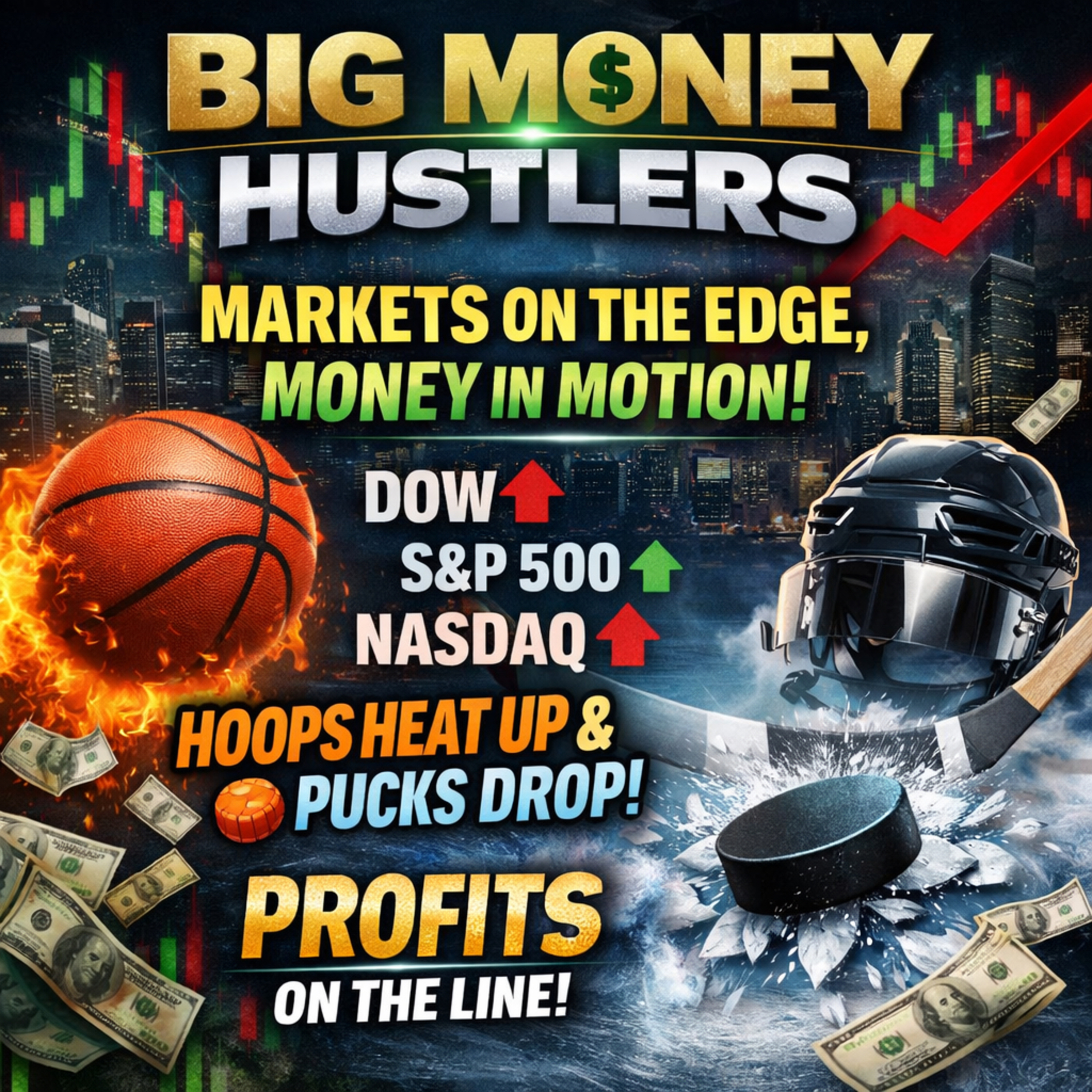 Markets on the Edge, Money in Motion: Wall Street Wobbles, Hoops Heat Up, and Pucks Drop with Profit episode artwork