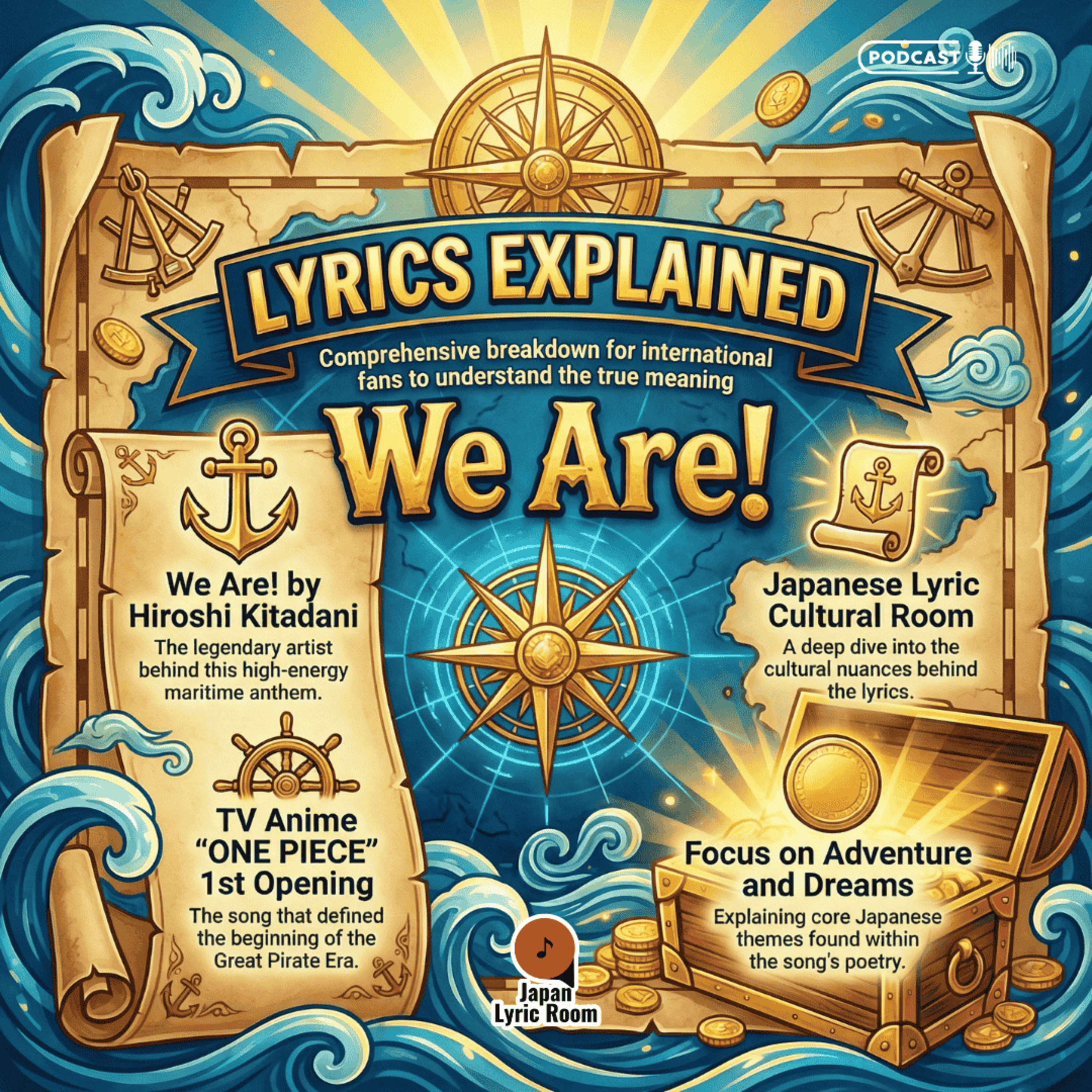 Hiroshi Kitadani - We Are! (ウィーアー！) Lyrics Meaning & Analysis | One Piece (ワンピース) OP1 episode artwork