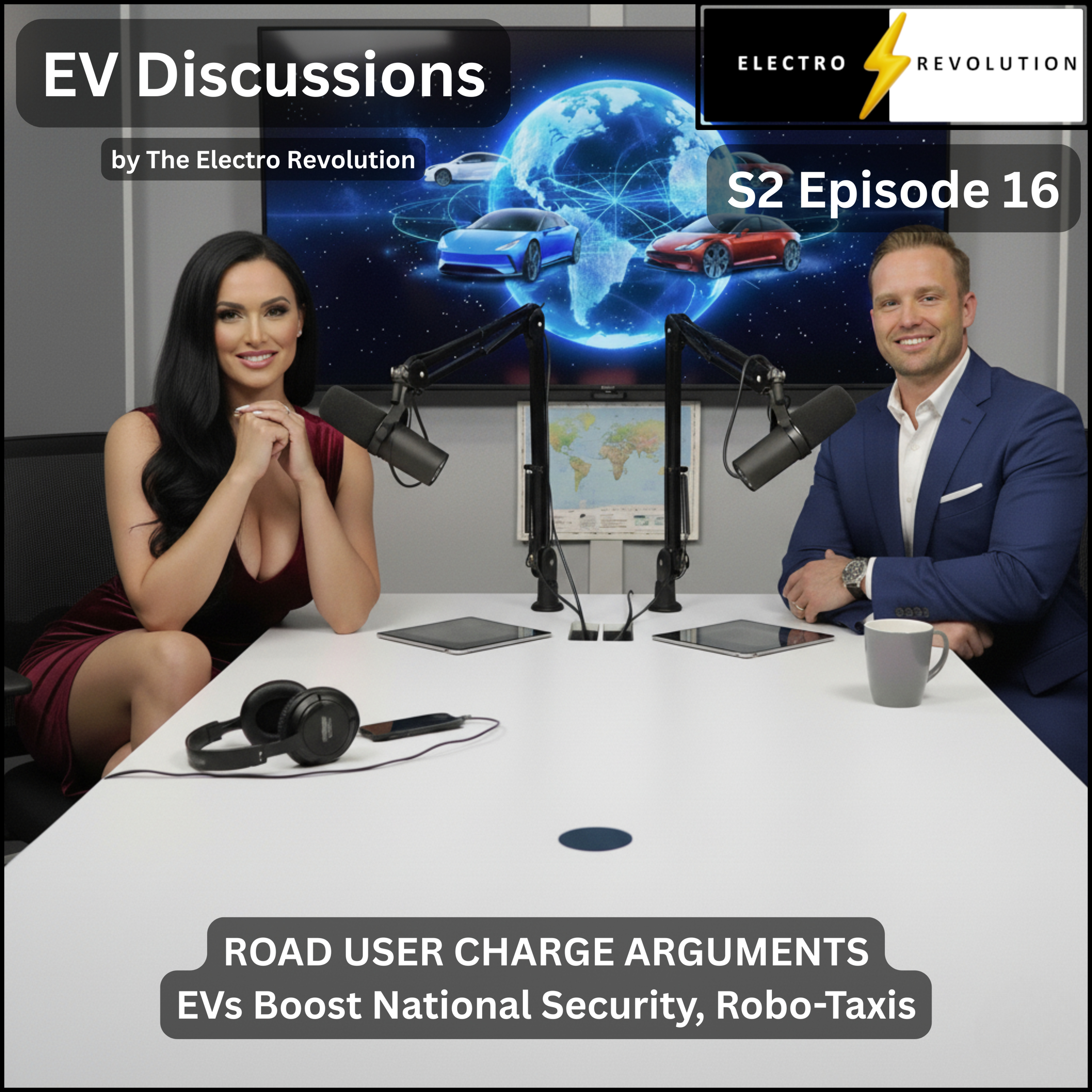EV Discussions Podcast — S2Ep16 — Road User Charge Arguments — EVs & National Security, RoboTaxis episode artwork