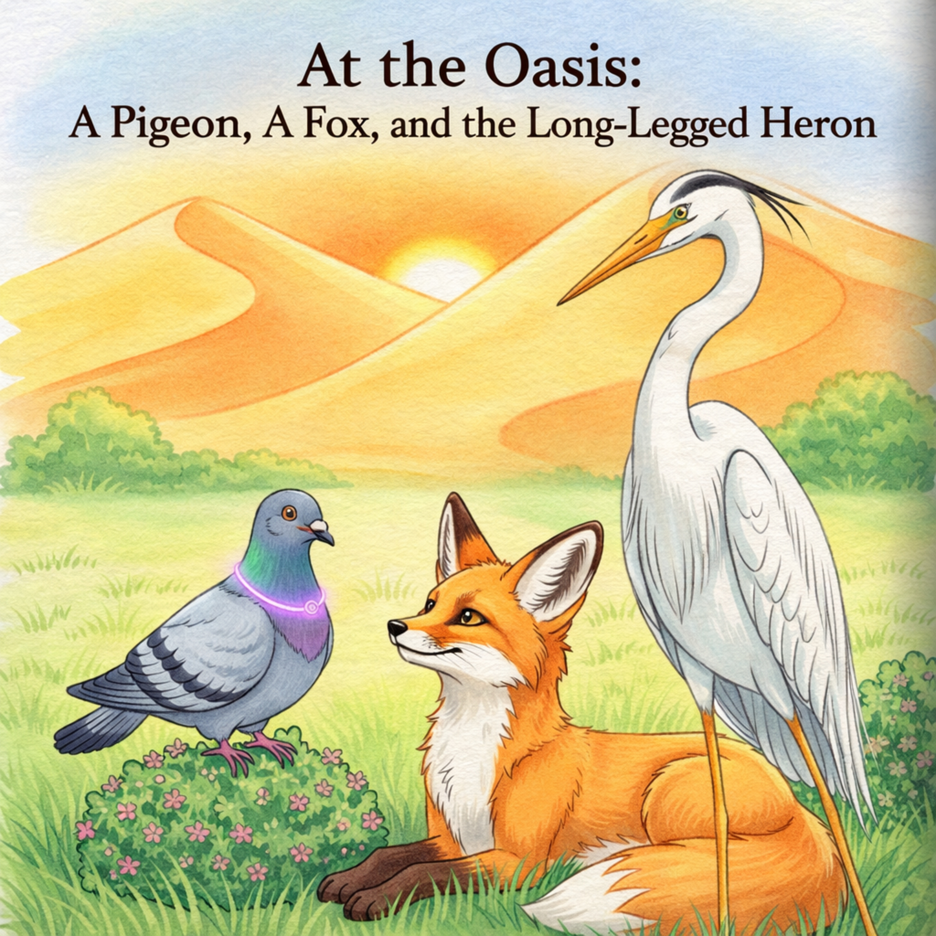 At the Oasis A Pigeon, A Fox, and the Long Legged Heron (Kids) episode artwork
