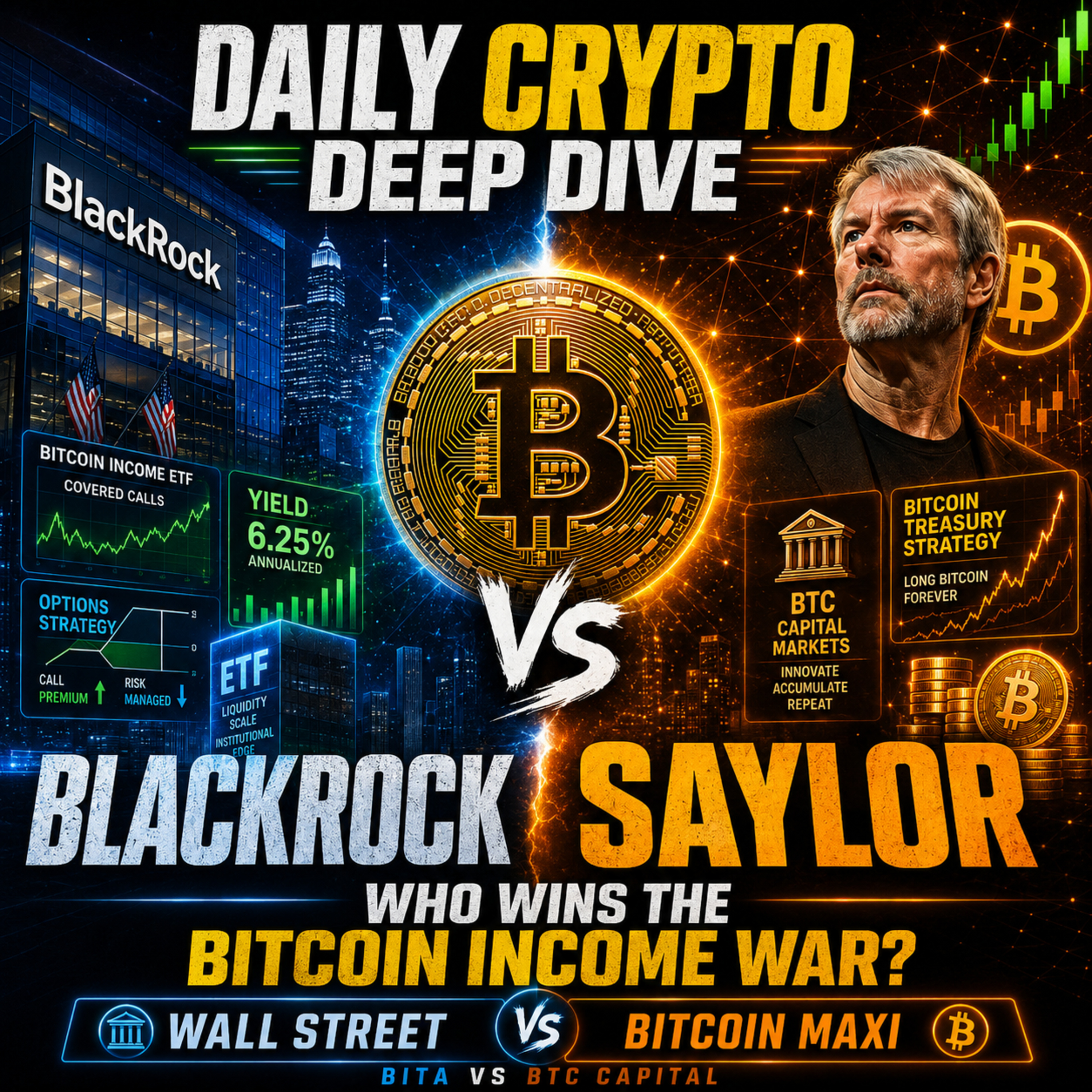 Daily Crypto Deep Dive: BlackRock vs Michael Saylor — Who Wins the Bitcoin Income War?