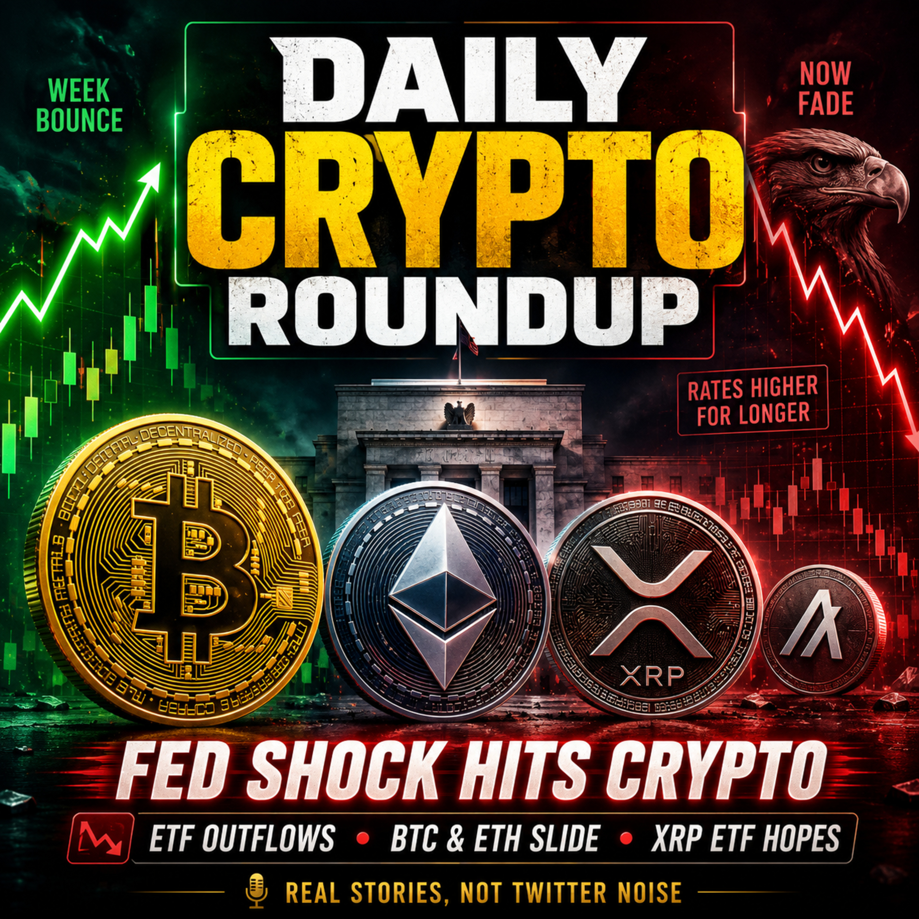 Daily Crypto Roundup: Bitcoin Slides After Fed Shock, XRP ETF Hopes Grow & Ethereum ETF Outflows Hit