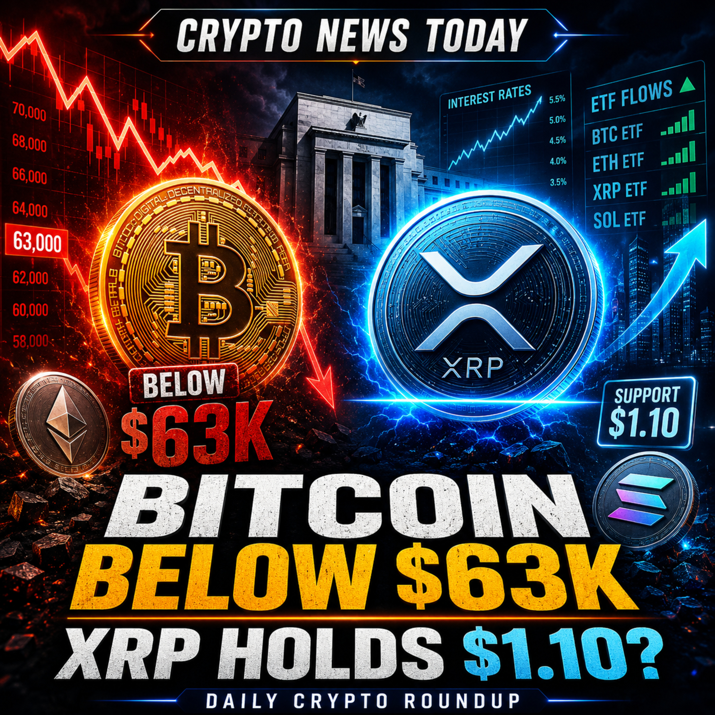Bitcoin Below $63K: XRP Holds $1.10 As Traders Bet On $52K Crash