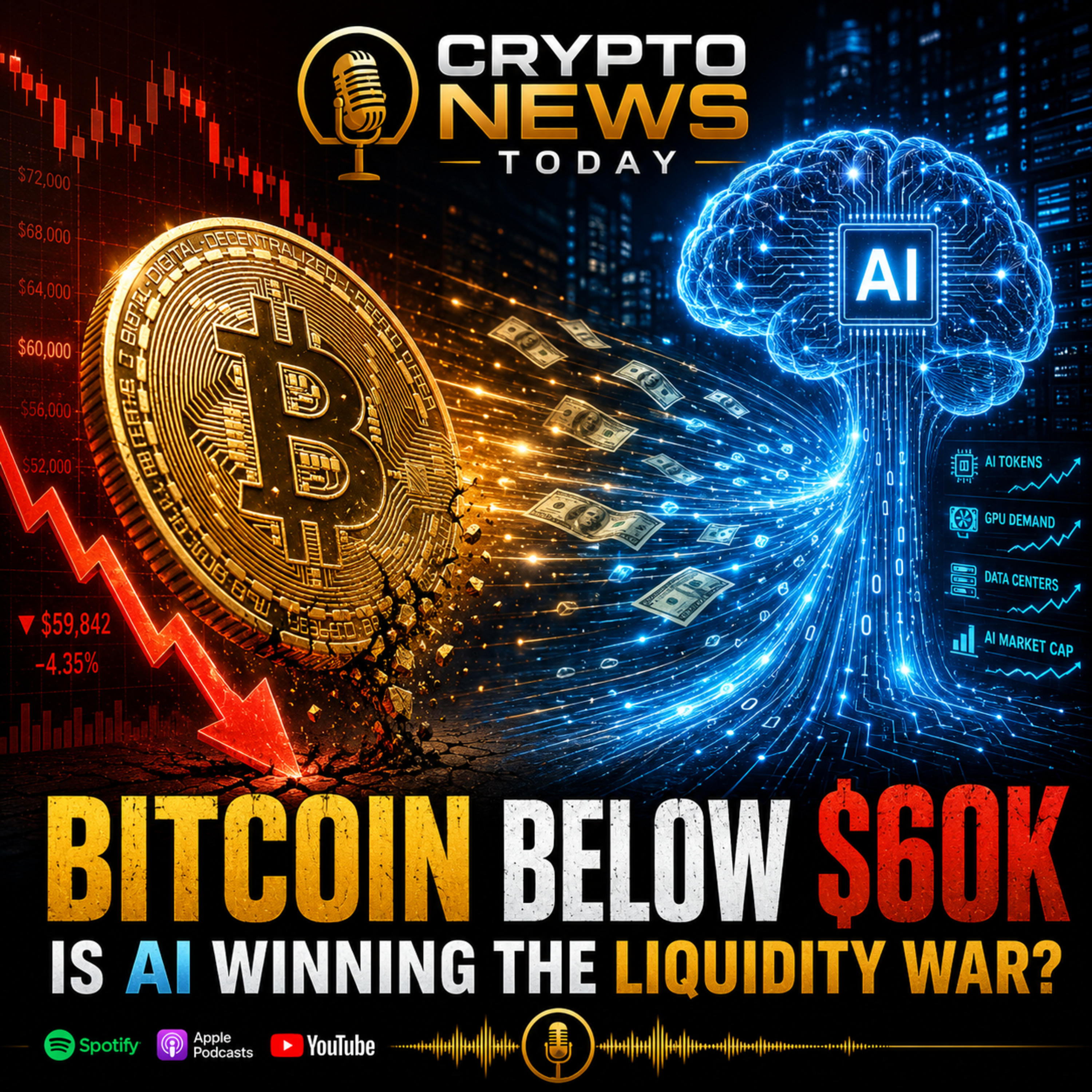 Daily Crypto Deep Dive: Bitcoin Below $60K — Is AI Winning The Liquidity War?