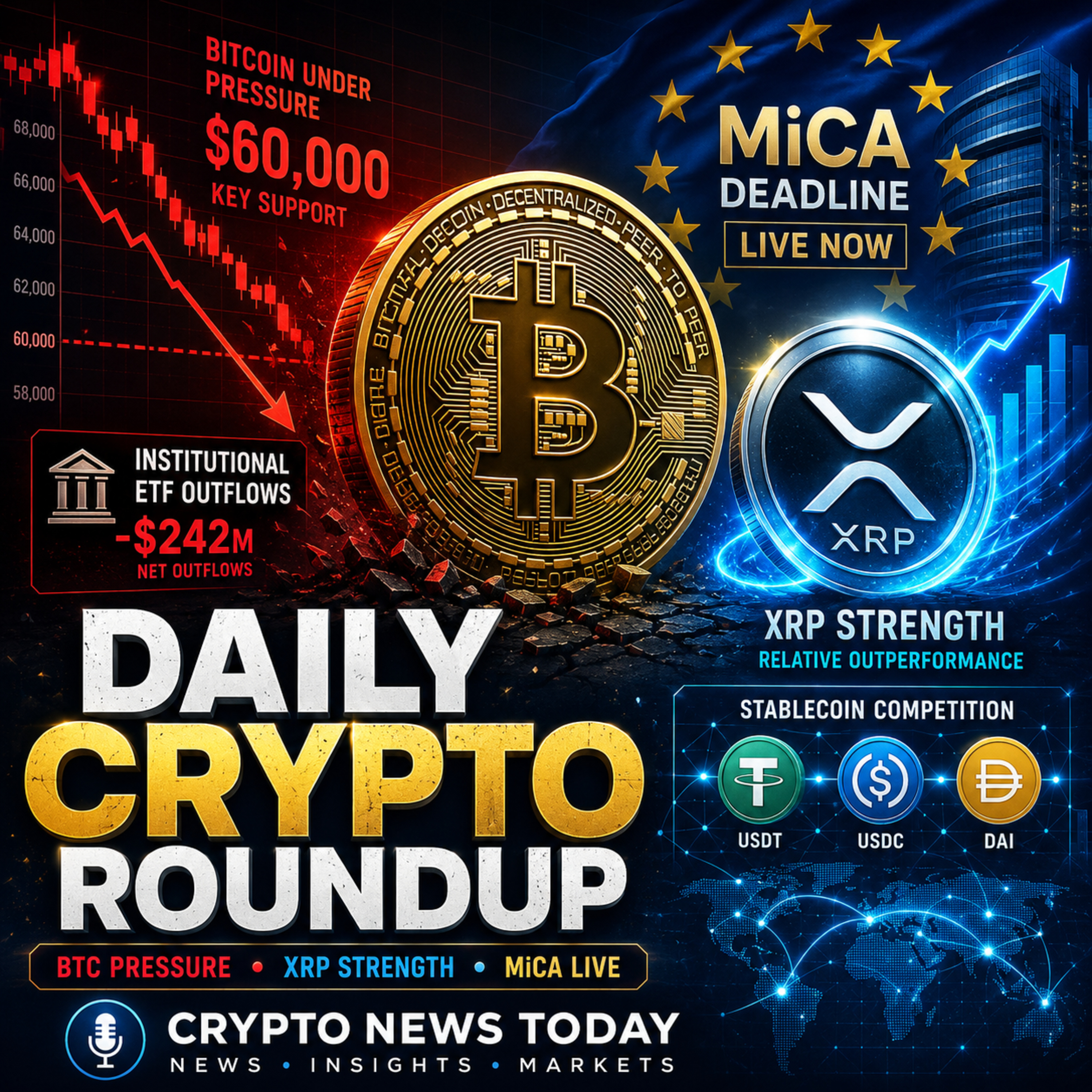 Daily Crypto Roundup: Bitcoin Under Pressure, XRP Holds Strong & Europe’s MiCA Deadline Hits