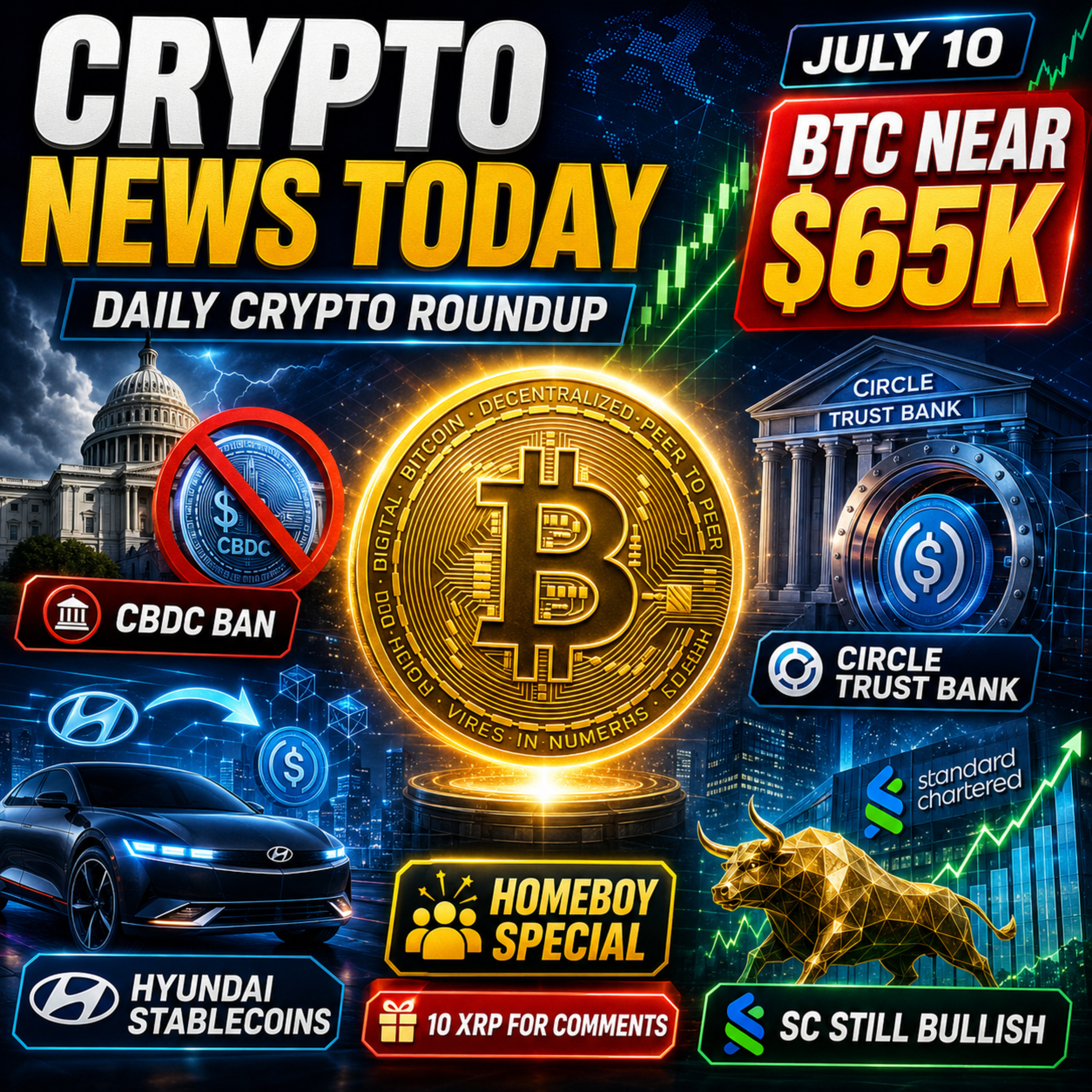 Bitcoin Nears $65K as U.S. Moves to Ban CBDC | Daily Crypto Roundup