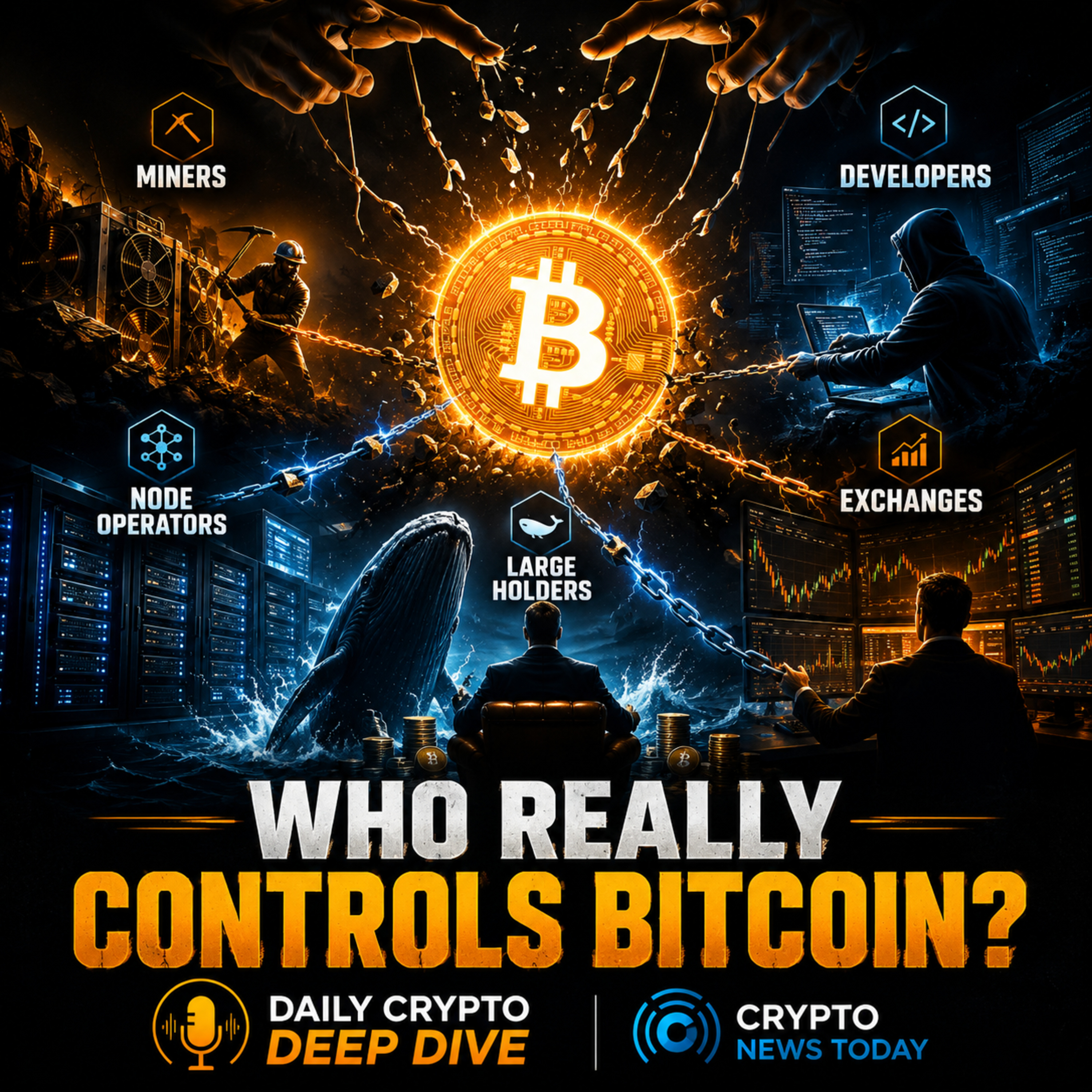 Daily Crypto Deep Dive: Who Really Controls Bitcoin? Miners, Developers, Whales and the Fight for BTC